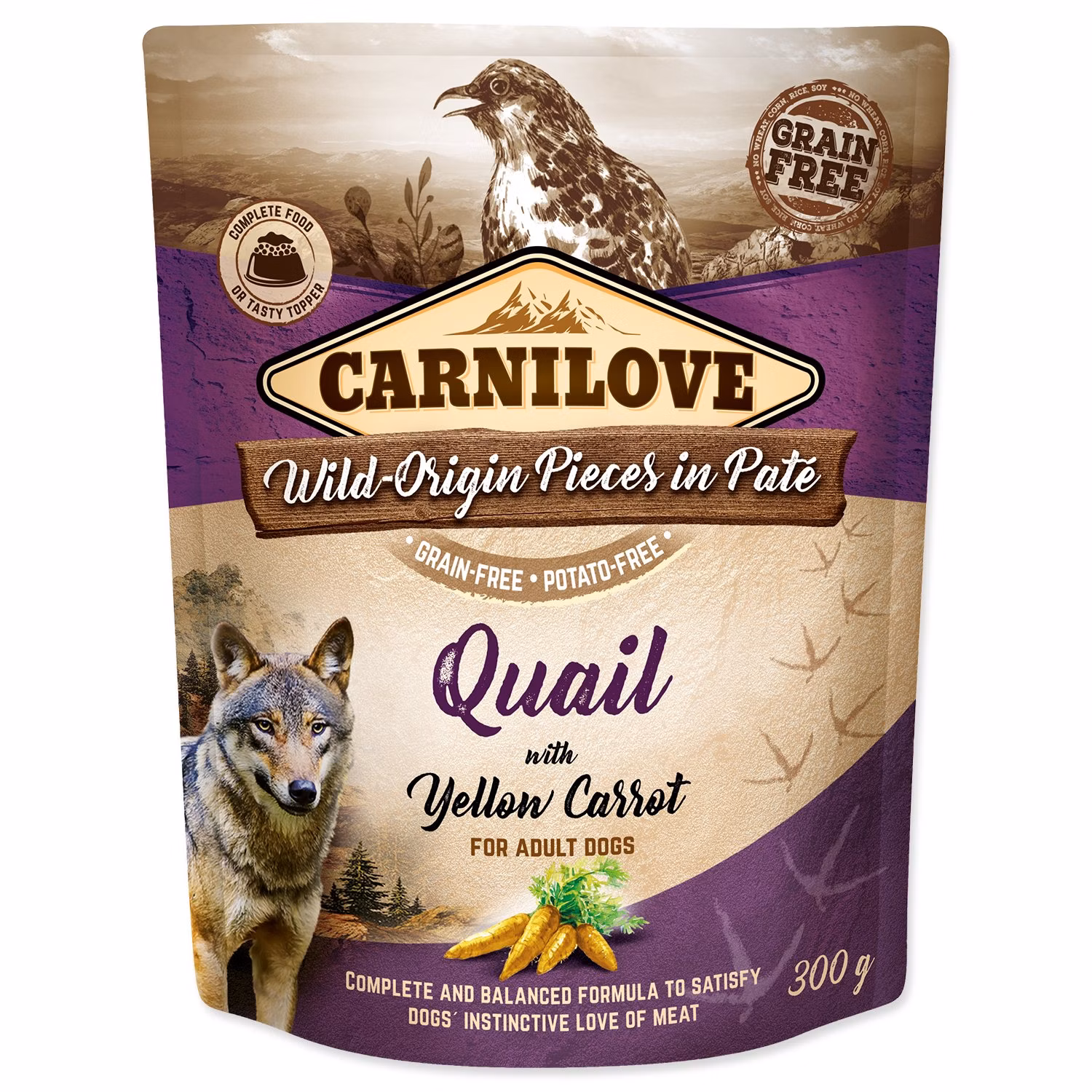 Kapsička Carnilove Dog prepelica so žltou mrkvou, paté 300g