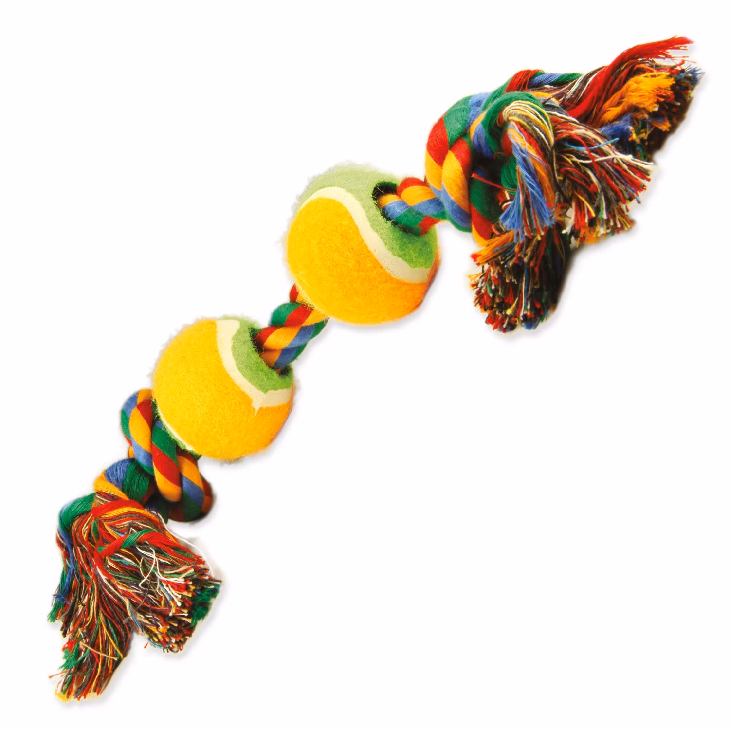 Hračka Dog Fantasy farebná 2 knôty+ 2 tenisáky 35cm