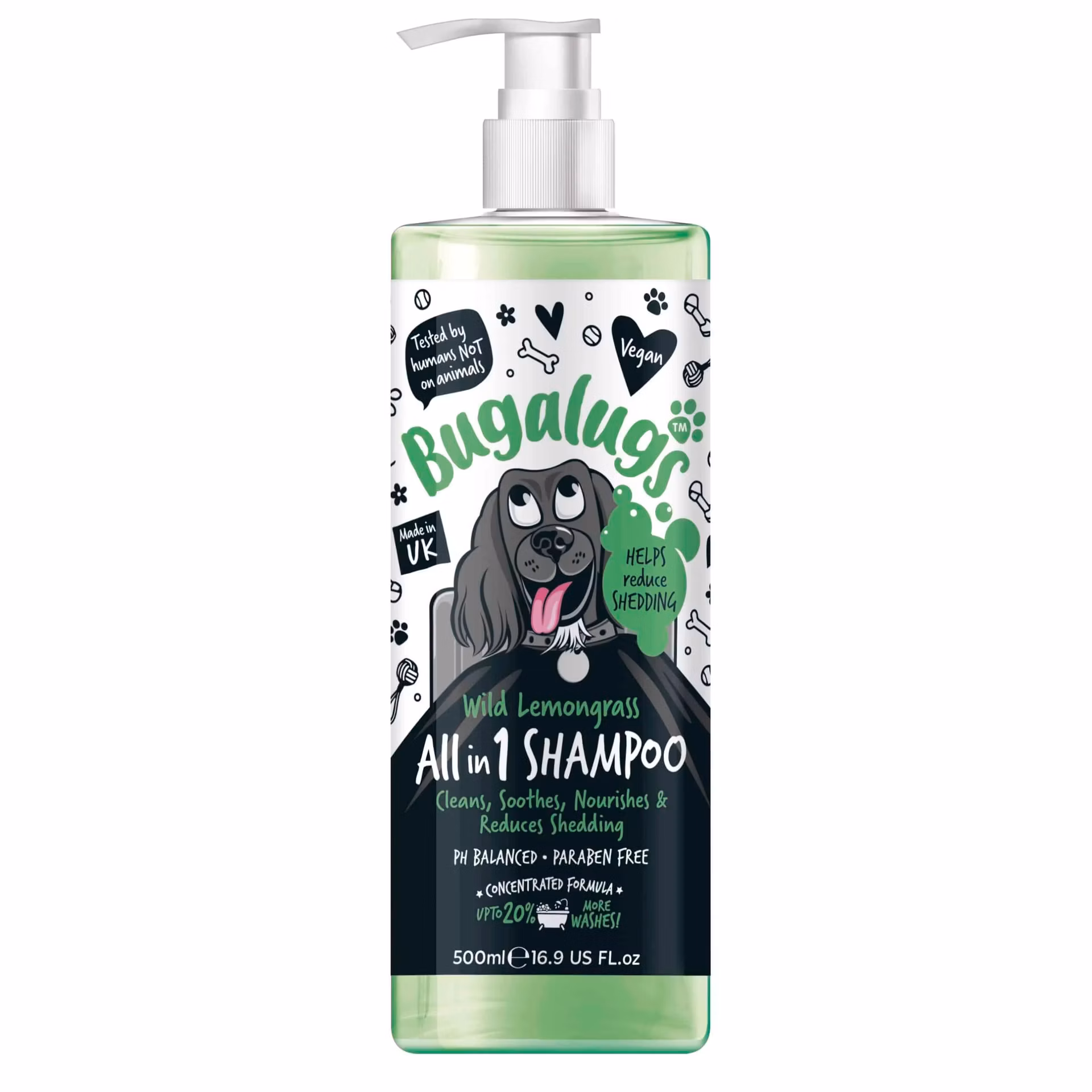 Bugalugs šampón na zníženie vypadávania srsti 4v1 – Wild Lemongrass - 500 ml