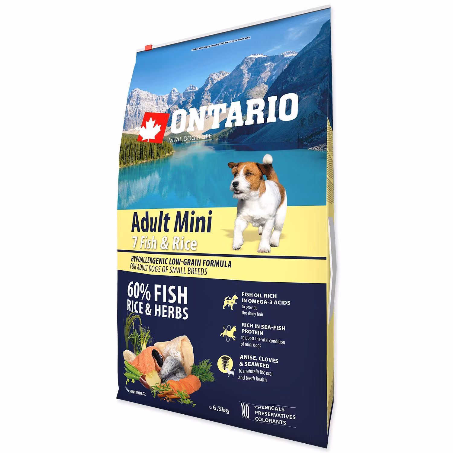 Krmivo Ontario Adult Mini Fish & Rice 6,5kg