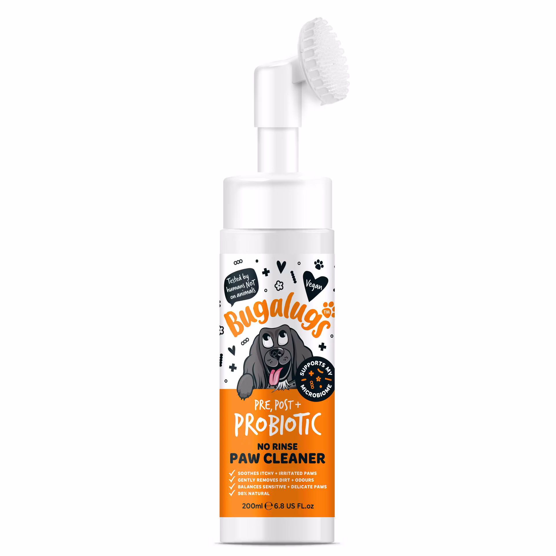 Bugalugs Pre, Post + Probiotic pena na čistenie labiek bez oplachovania pre psov 200 ml