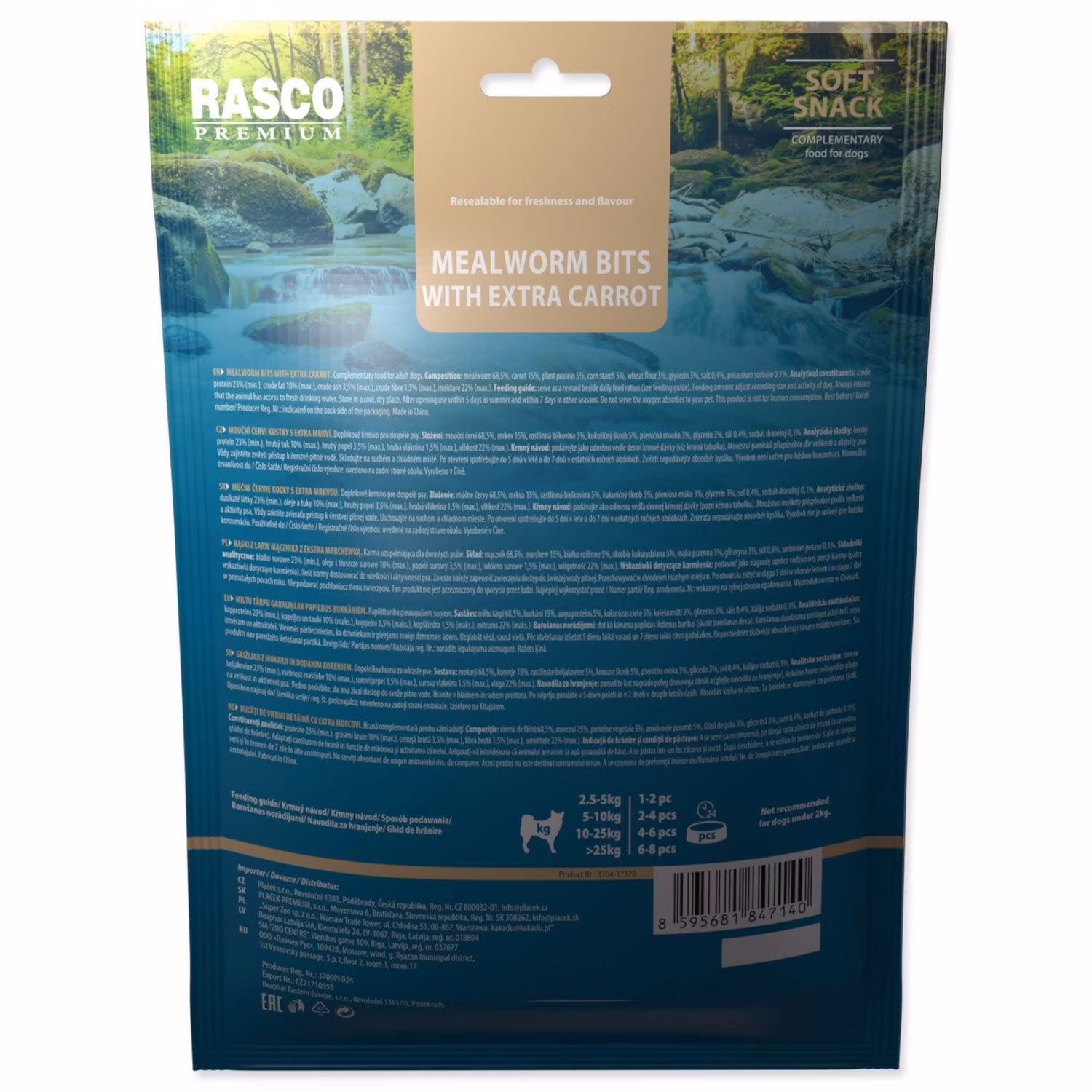 Pochúťka Rasco Premium múčne červy a extra mrkvou 230g