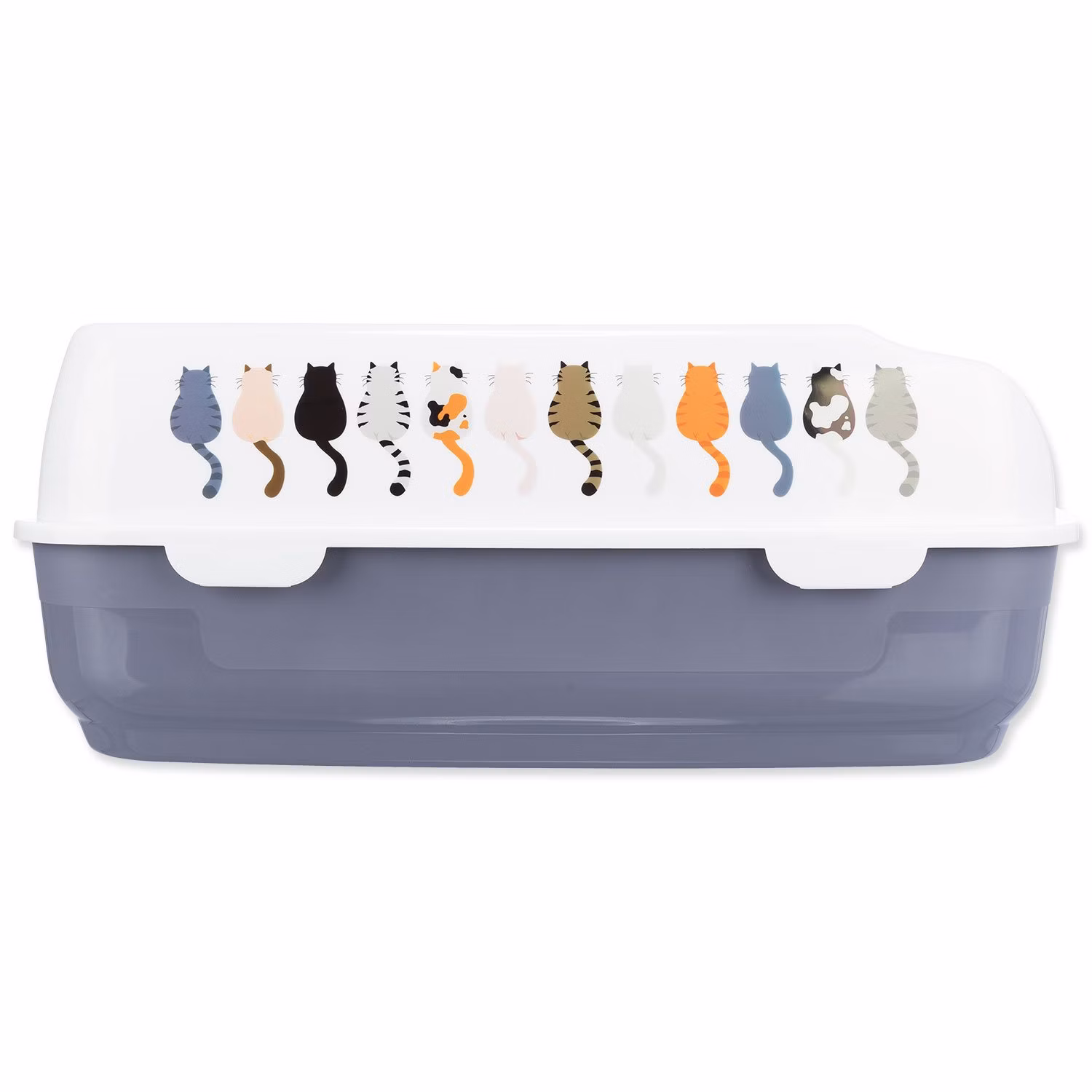 Delio cat litter tray, with rim, printed, 38 × 20 × 50 cm, grey/white
