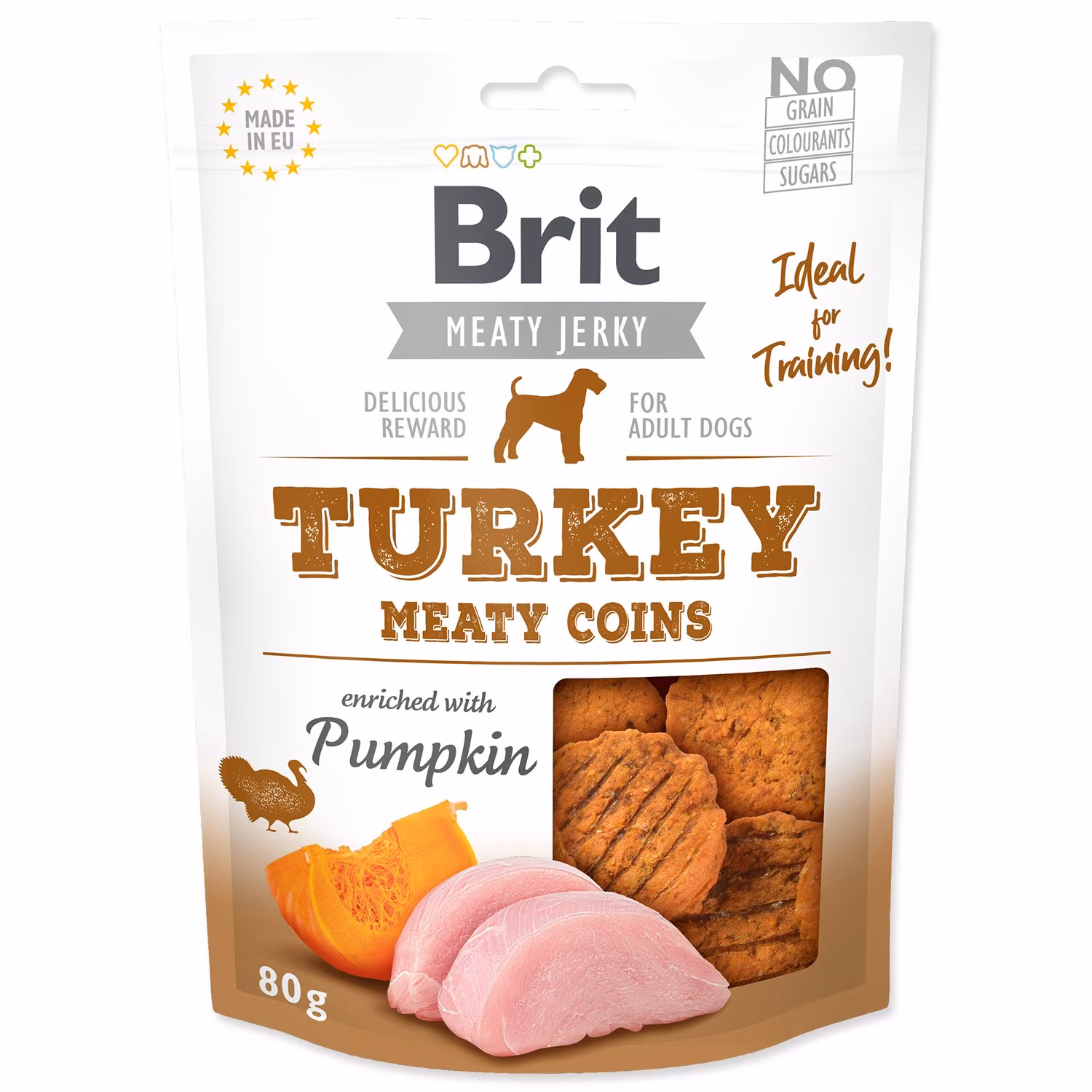 Pochúťka Brit Jerky Meaty morka, kolieska 80g