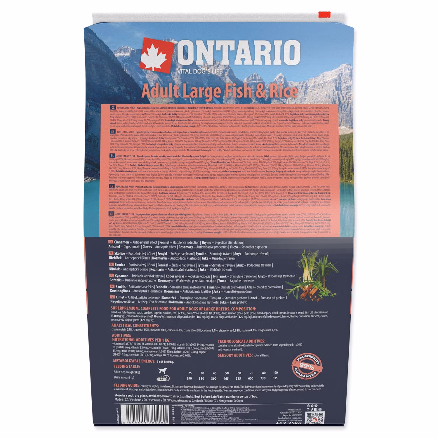 Krmivo Ontario Adult Large Fish & Rice 2,25kg