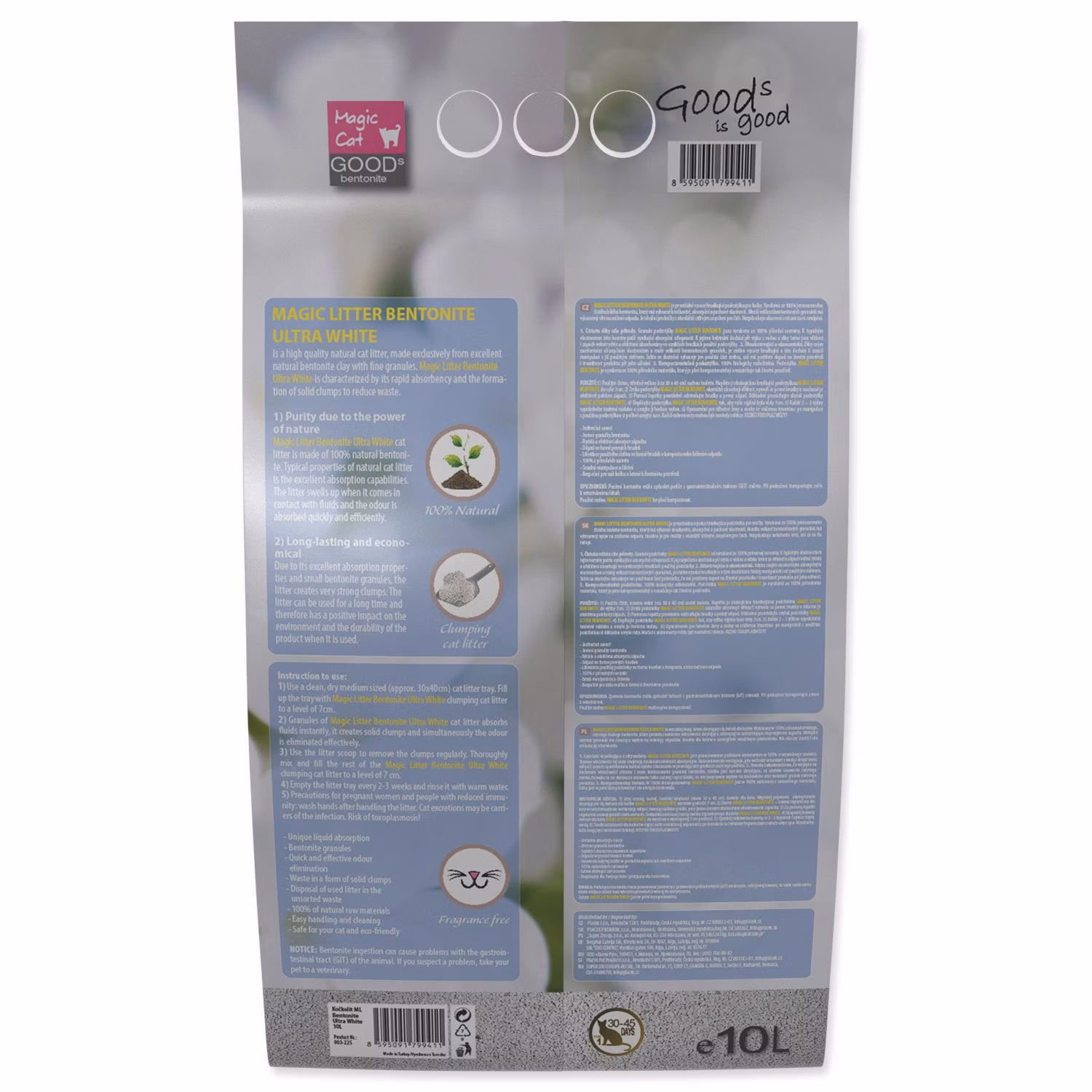 Podstielka Magic Litter Bentonite Ultra White 10L/9kg