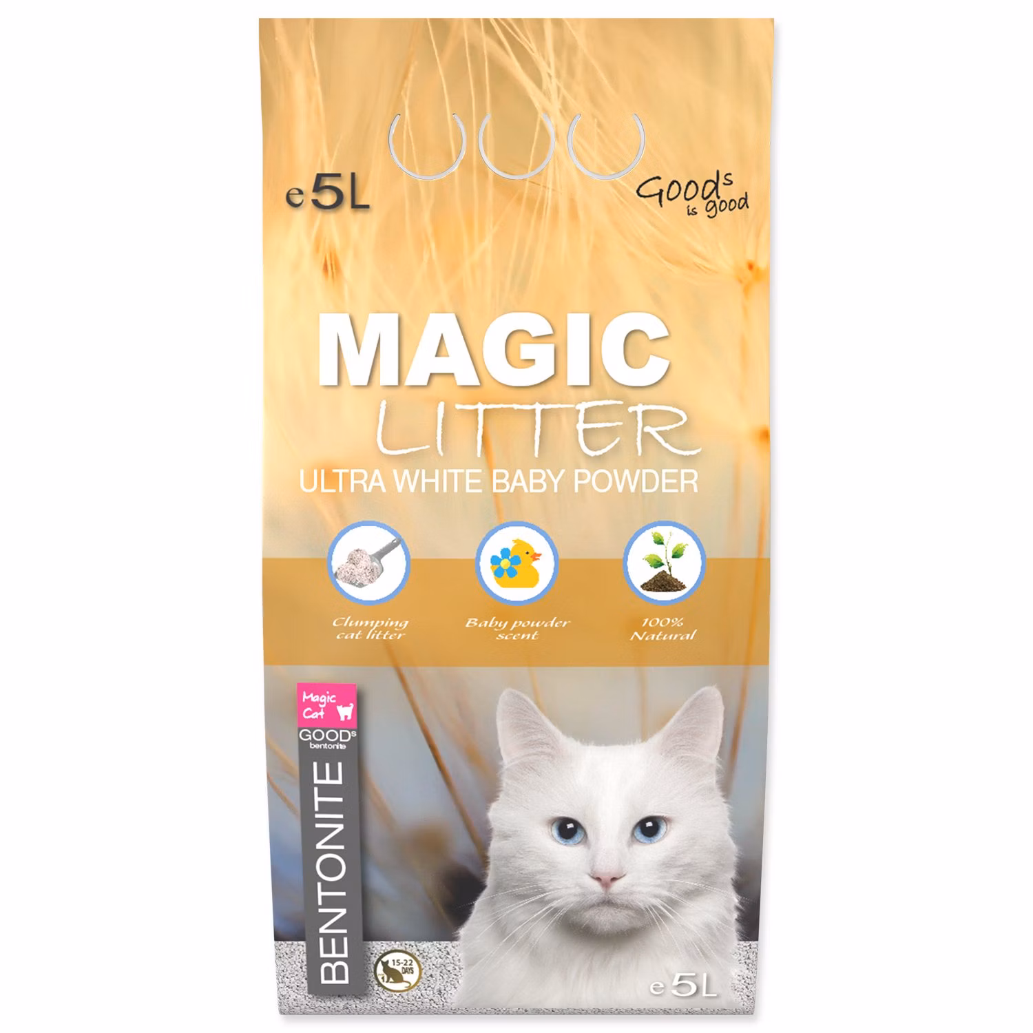 Podstielka Magic Litter Bentonite Ultra White Baby Powder 5L/4,4kg