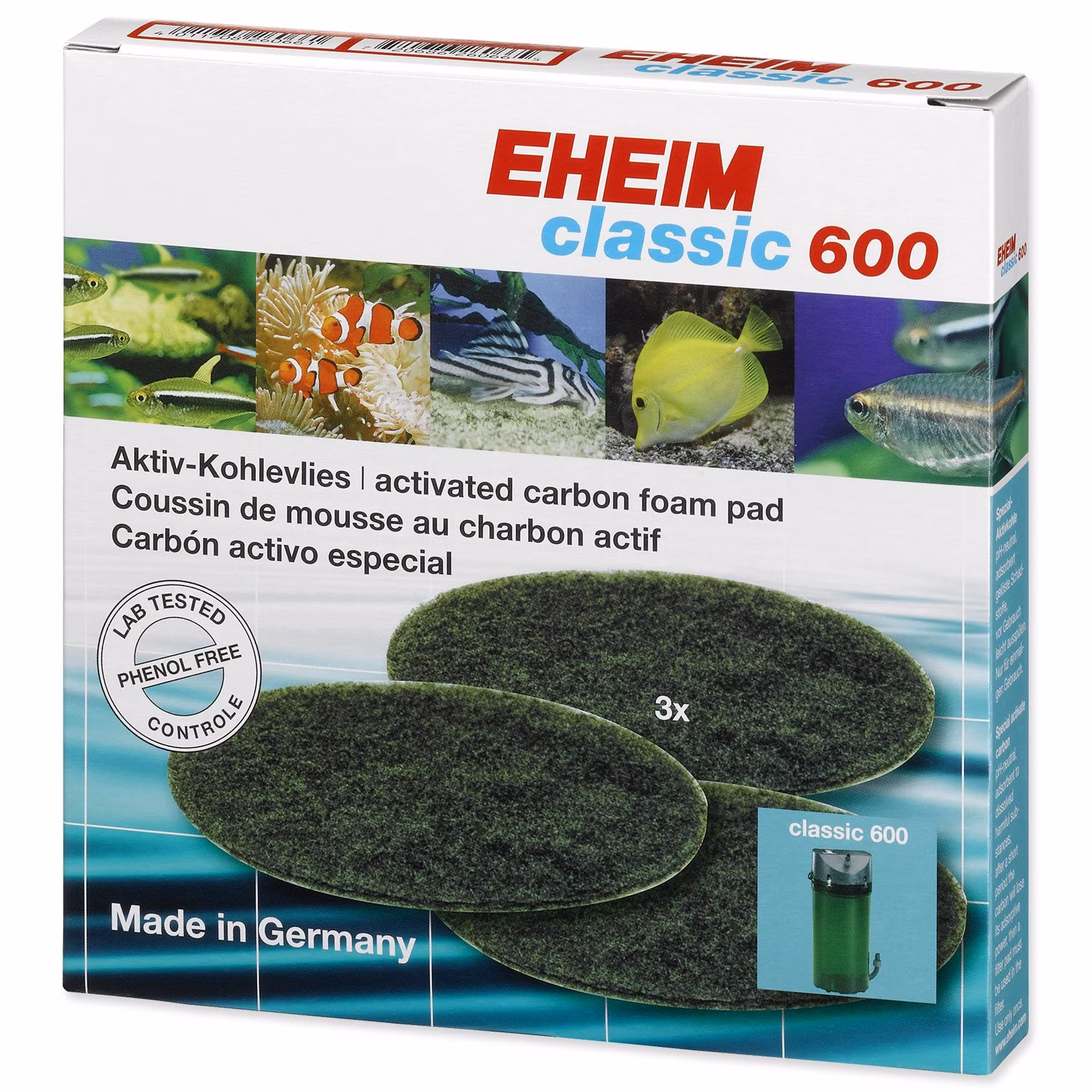 Náplň Eheim molitan uhlíkový jemný Classic 600 3ks