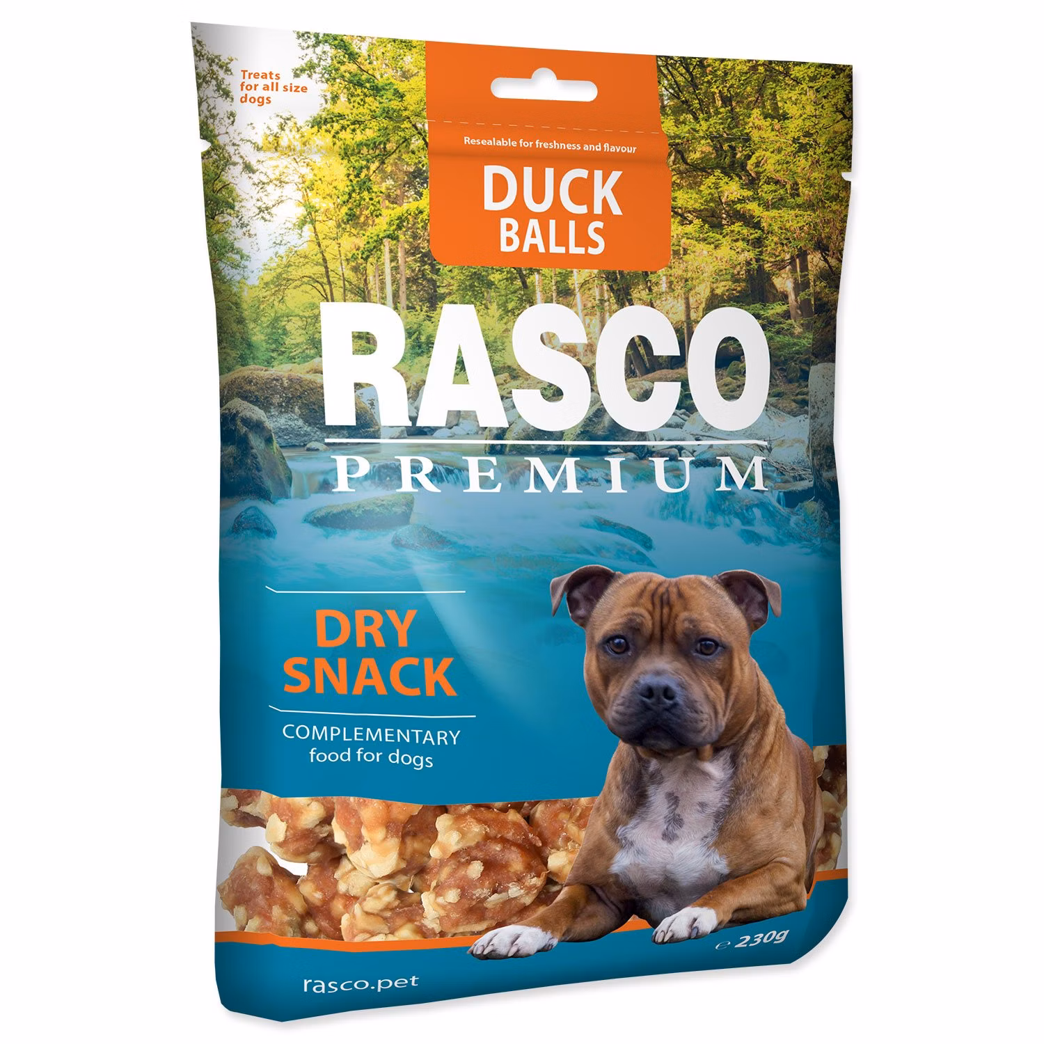Pochúťka Rasco Premium kačka a byvolovina, guľa 230g