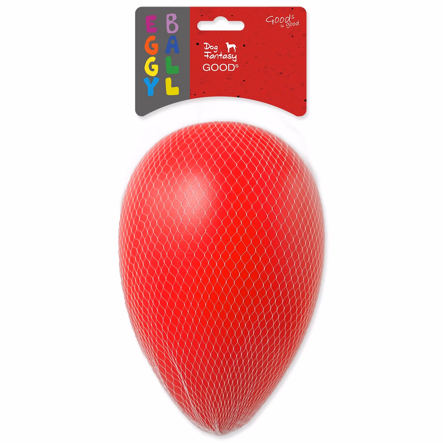 Hračka Dog Fantasy Eggy ball tvar vajíčka červená 16x26cm