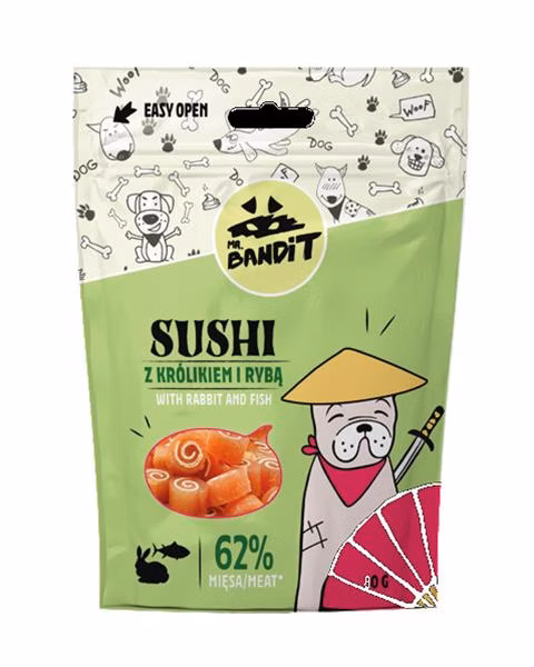 Pamlsok Mr. Bandit sushi rabbit & fish 80g