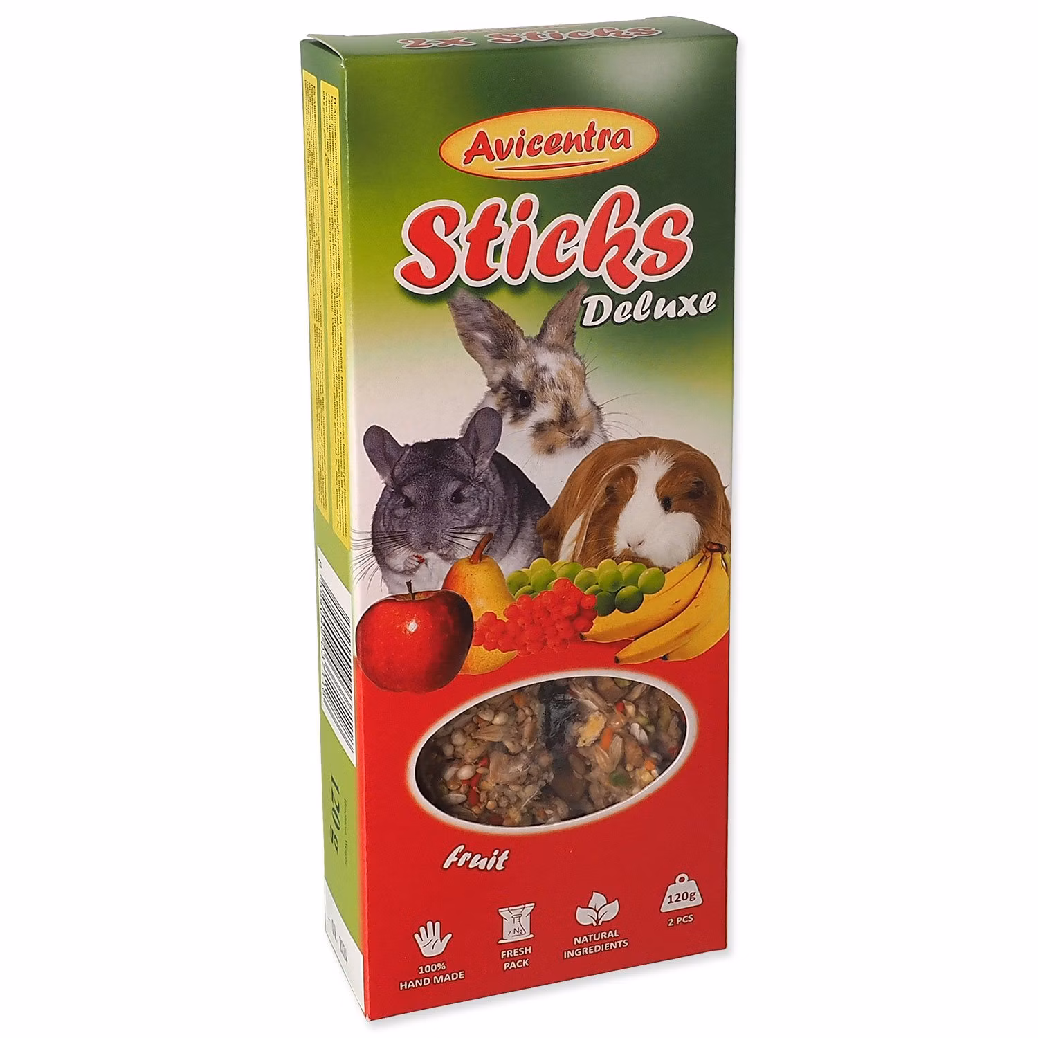 Tyčinka Avicentra Deluxe veľký hlodavec, s ovocím 2ks