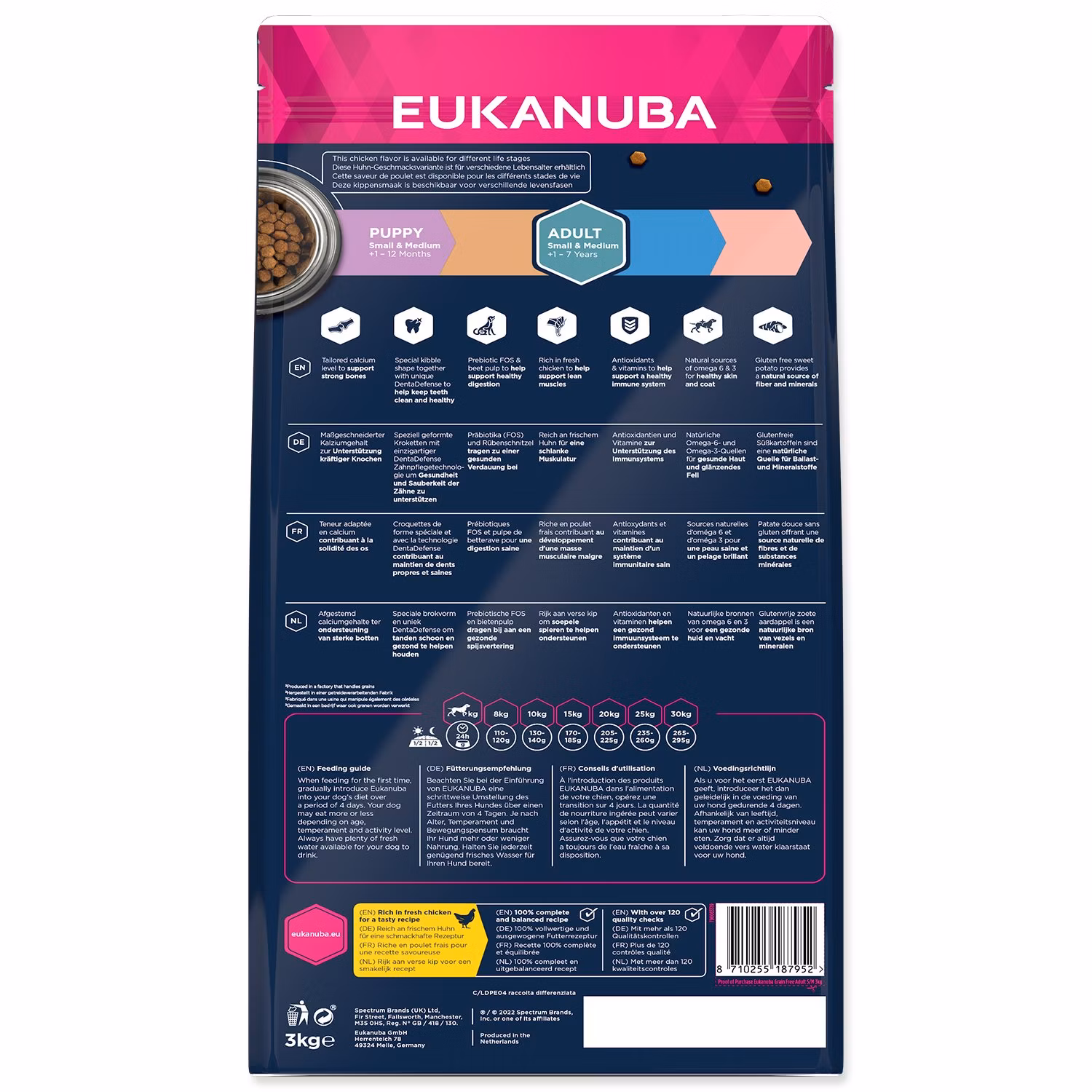Krmivo EUKANUBA Adult Small & Medium Grain Free Chicken 3kg