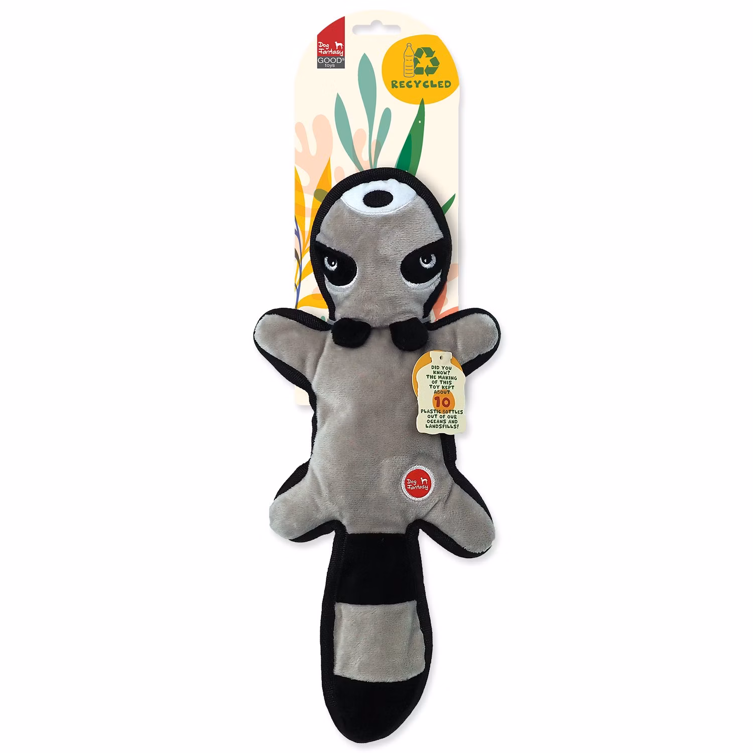 Hračka Dog Fantasy Recycled Toy medvedík čistotný pískací so šuštiacim chvostom 39cm