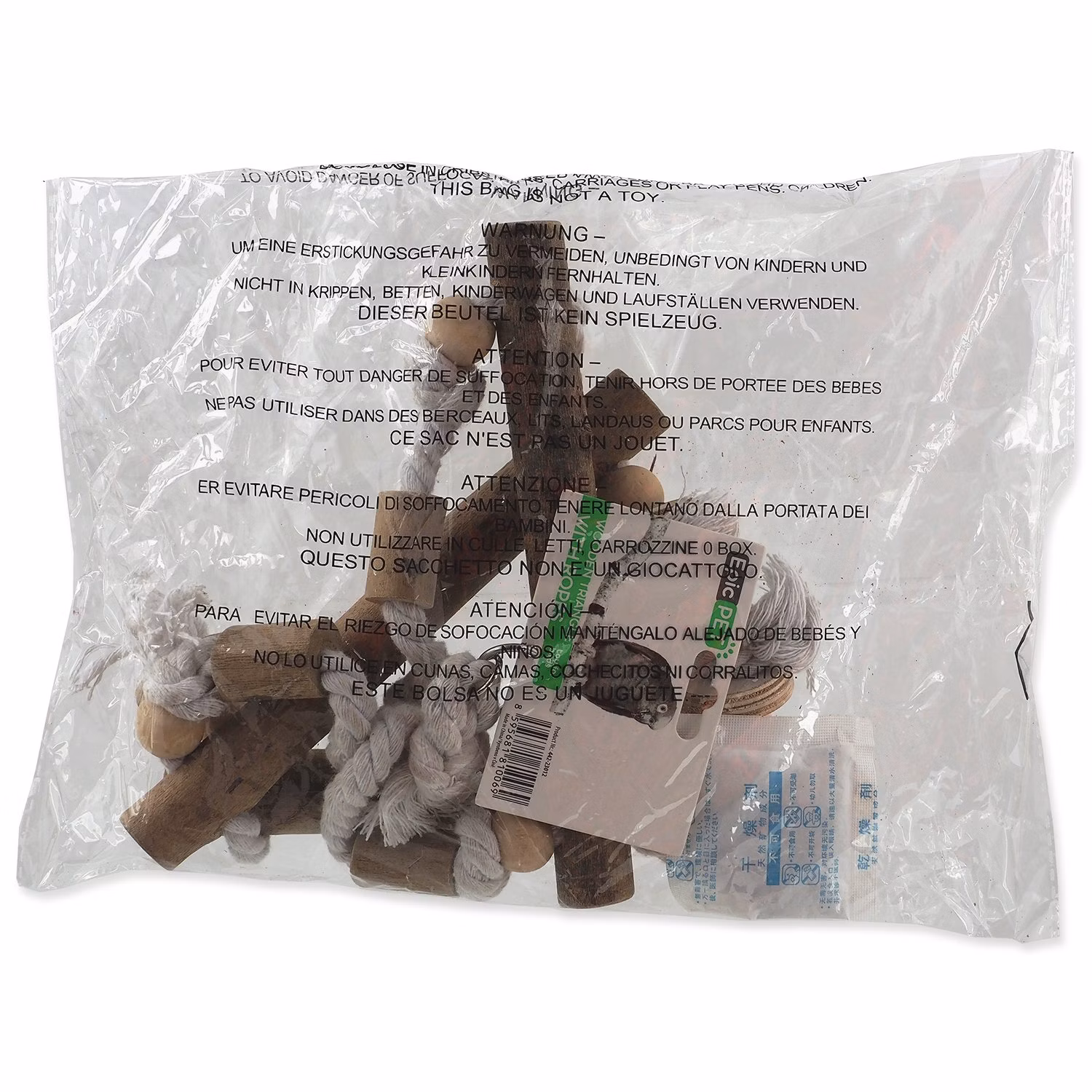 Hračka Epic Pet závesný drevený triangel s lanom 37cm