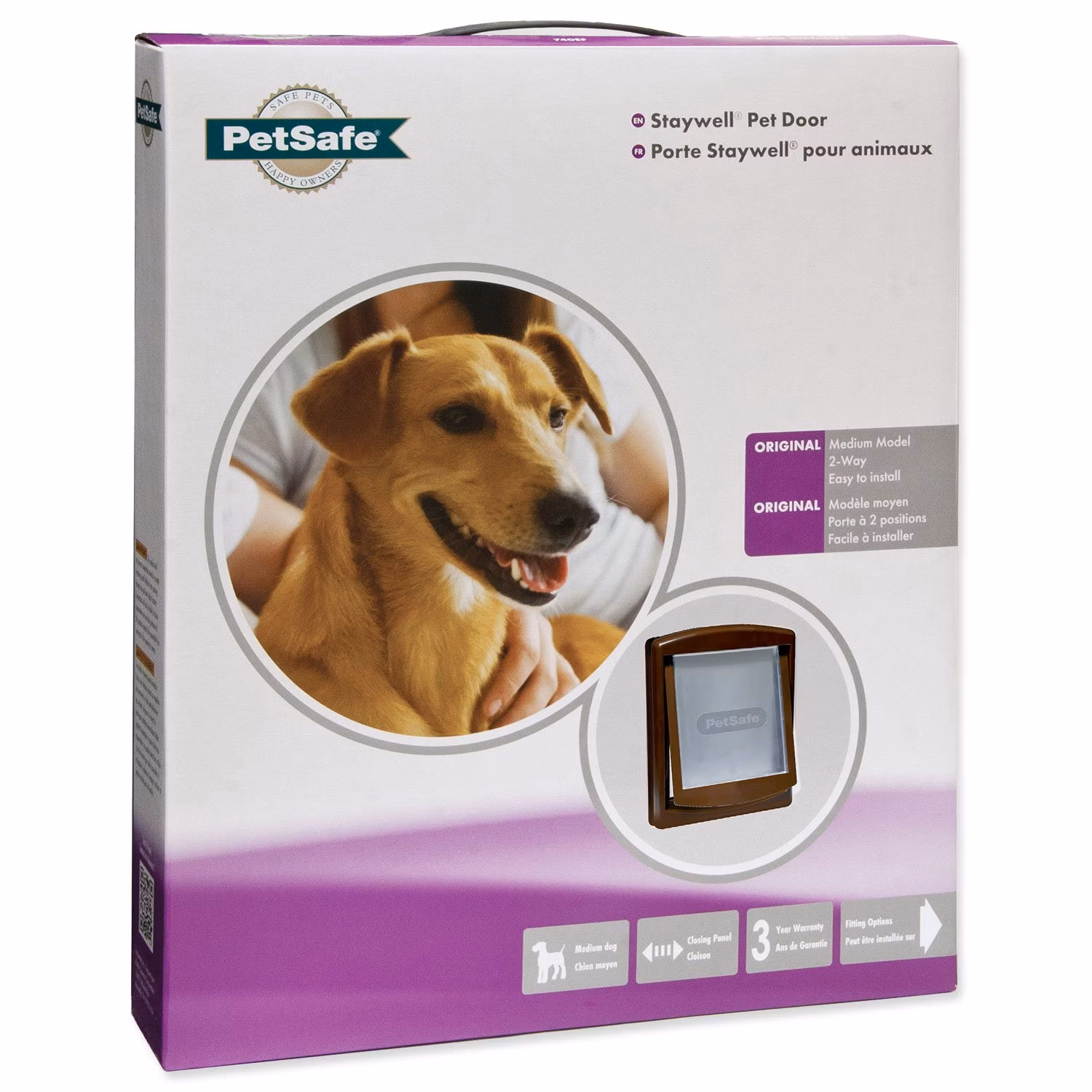 Dvierka PetSafe plastová s transparentným flapom hnedé, výrez 28,1x23,7cm