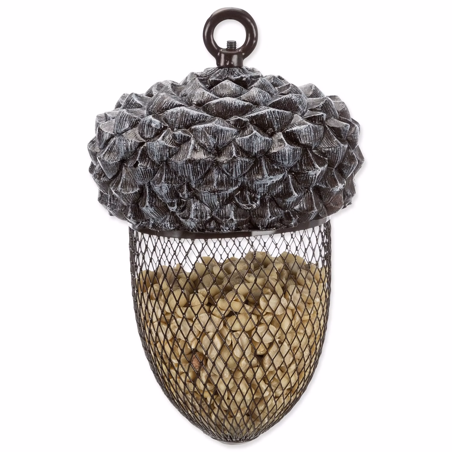 Krmítko žaluď polyresin,kov,hnedobiele700 ml,14×22cm