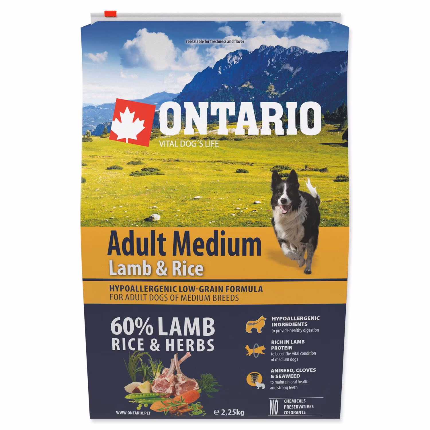 Krmivo Ontario Adult Medium Lamb & Rice 2,25kg