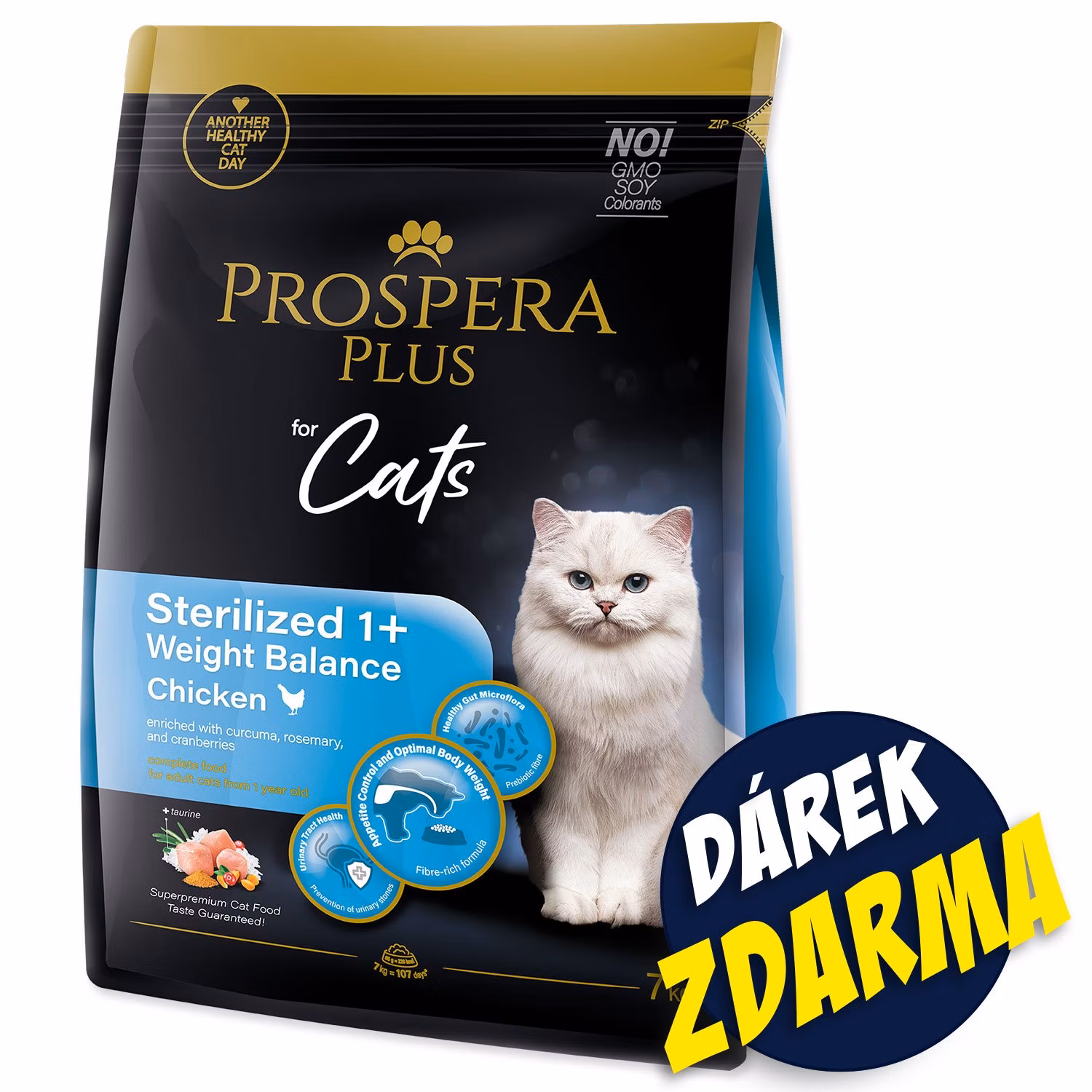 Krmivo Prospera Plus Sterilized 1+Chicken Weight Balance 7kg+Konzerva Sterilized 1+ Morčacie 395g