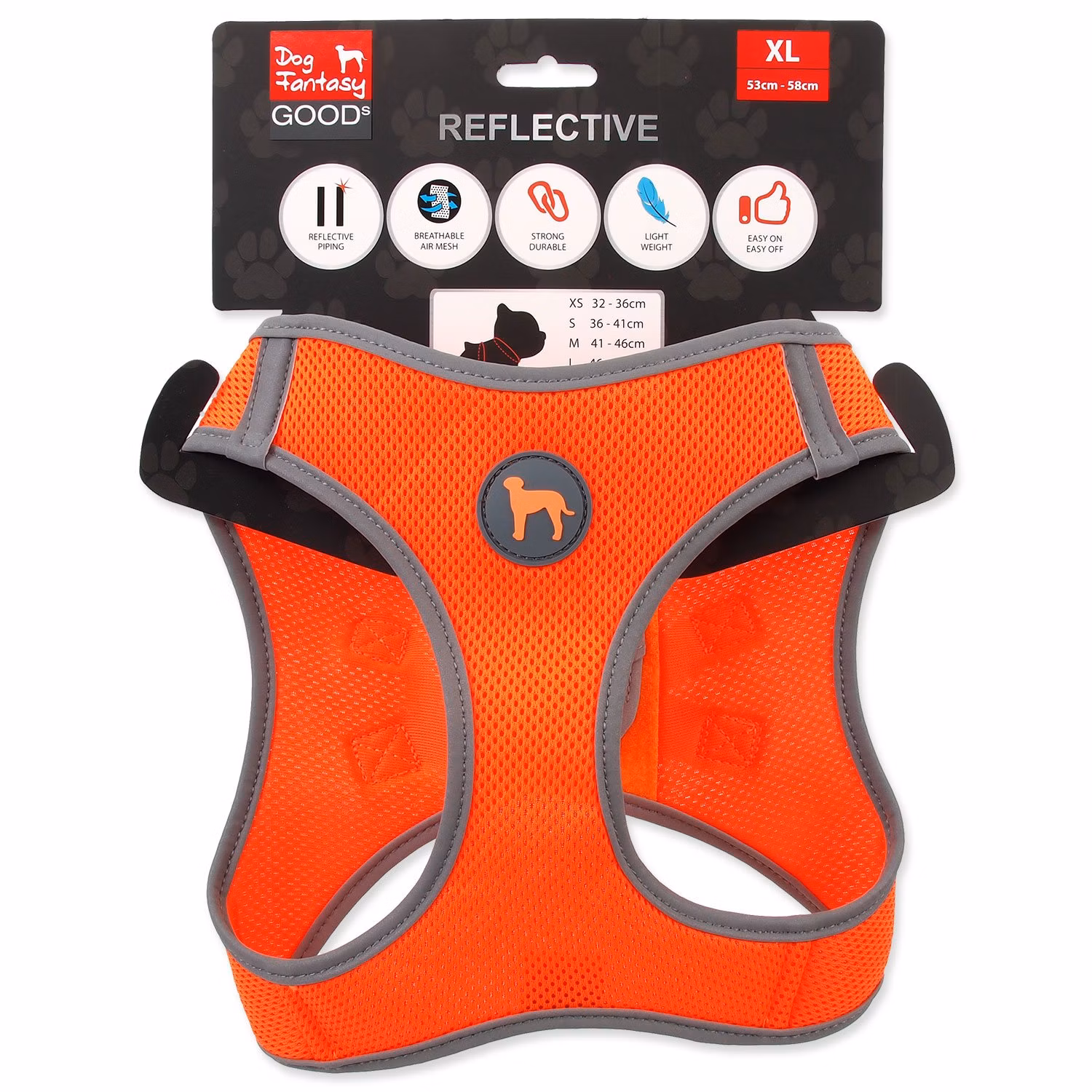 Postroj Dog Fantasy Puppy XL oranžový 53-58cm