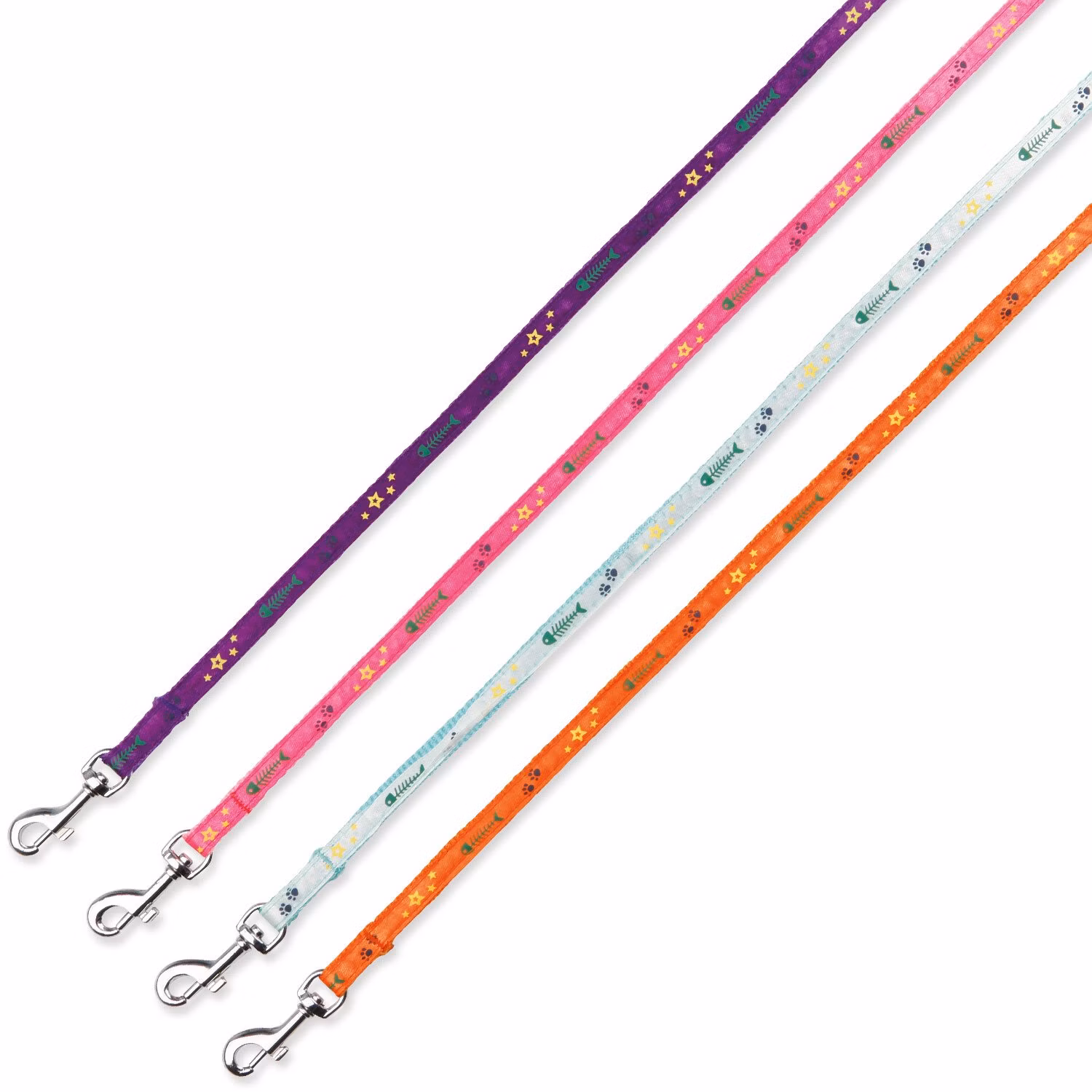 Postroj Trixie pre mačky s vodítkom fuchsiový s motívom kostí 23–39 cm/10 mm, 1,20 m
