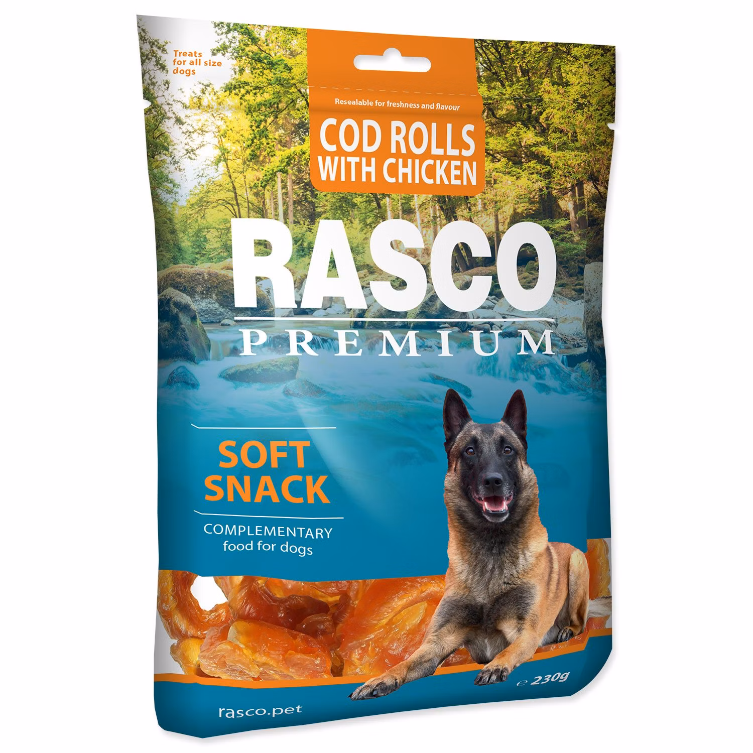Pochúťka Rasco Premium treska obalená kuracím, rolky 230g