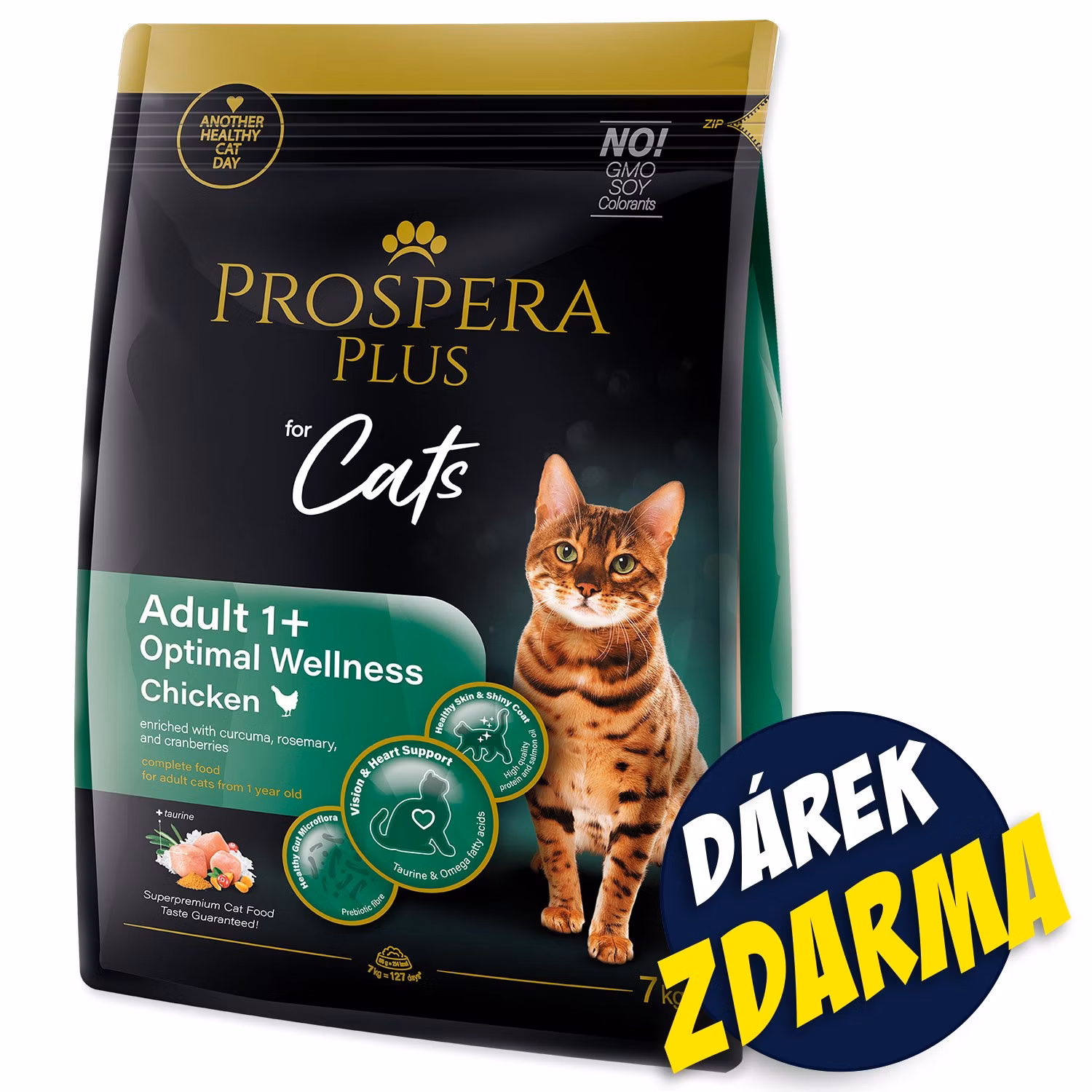 Krmivo Prospera Plus Adult 1+ Chicken Optimal Wellness 7kg+Konzerva Adult 1+ Kuracie 395g