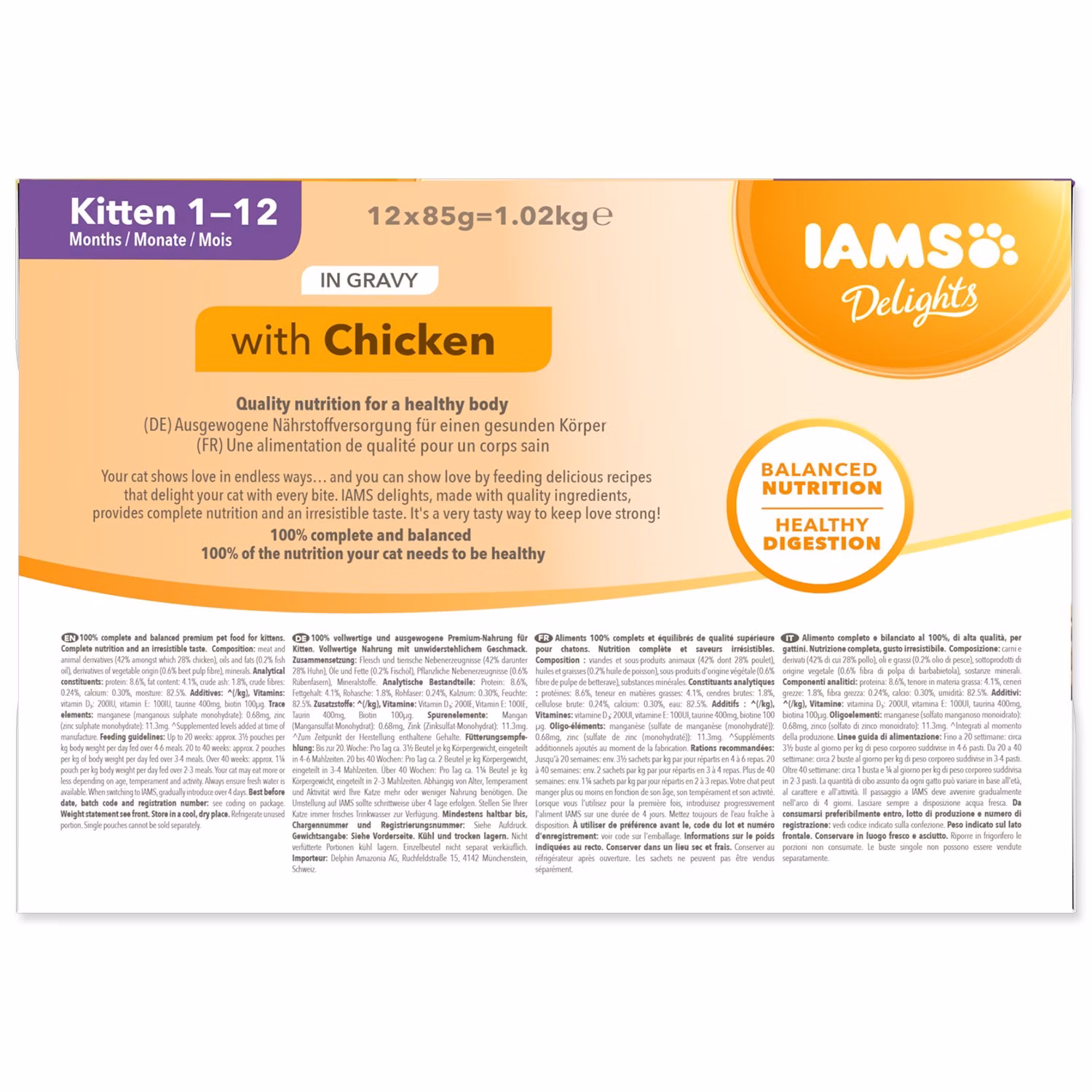 Kapsička IAMS Delights Kitten multipack v omáčke 1020g (12x85gr)