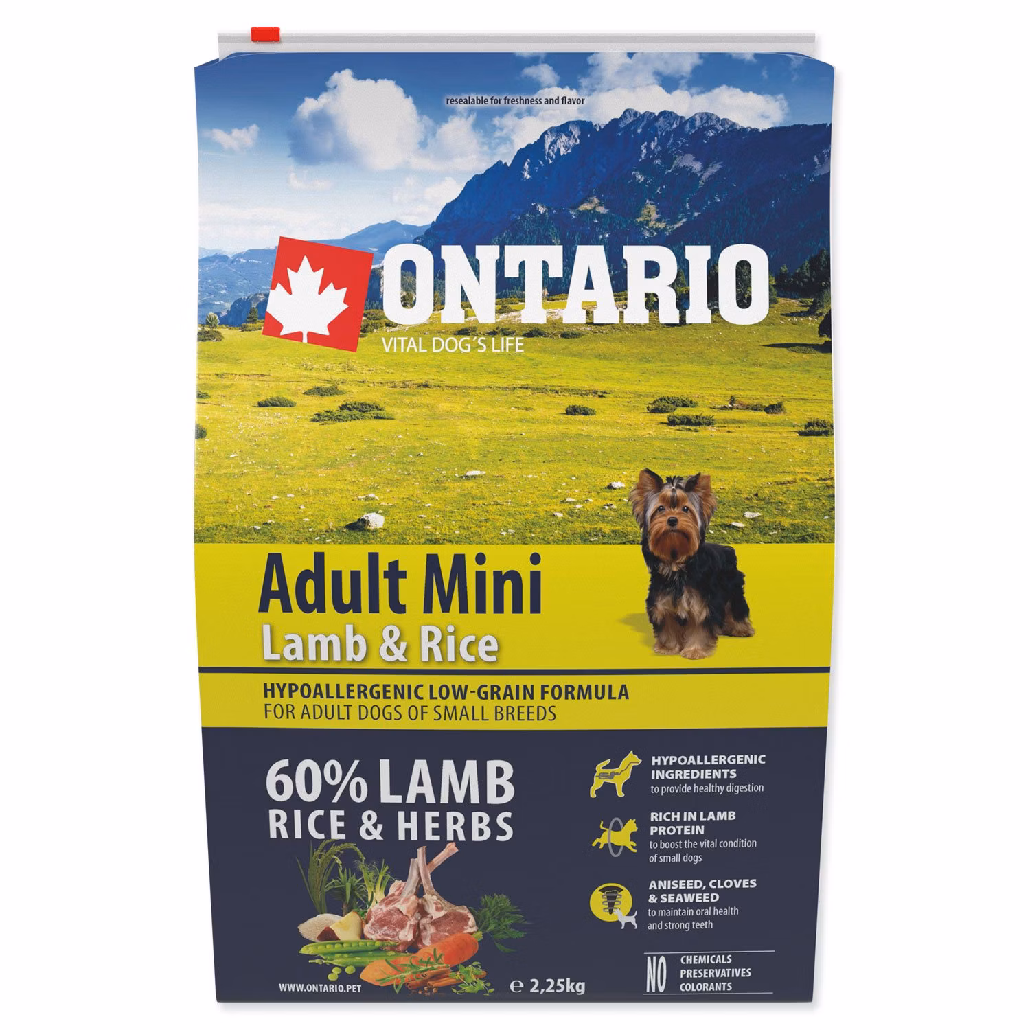 Krmivo Ontario Adult Mini Lamb & Rice 2,25kg