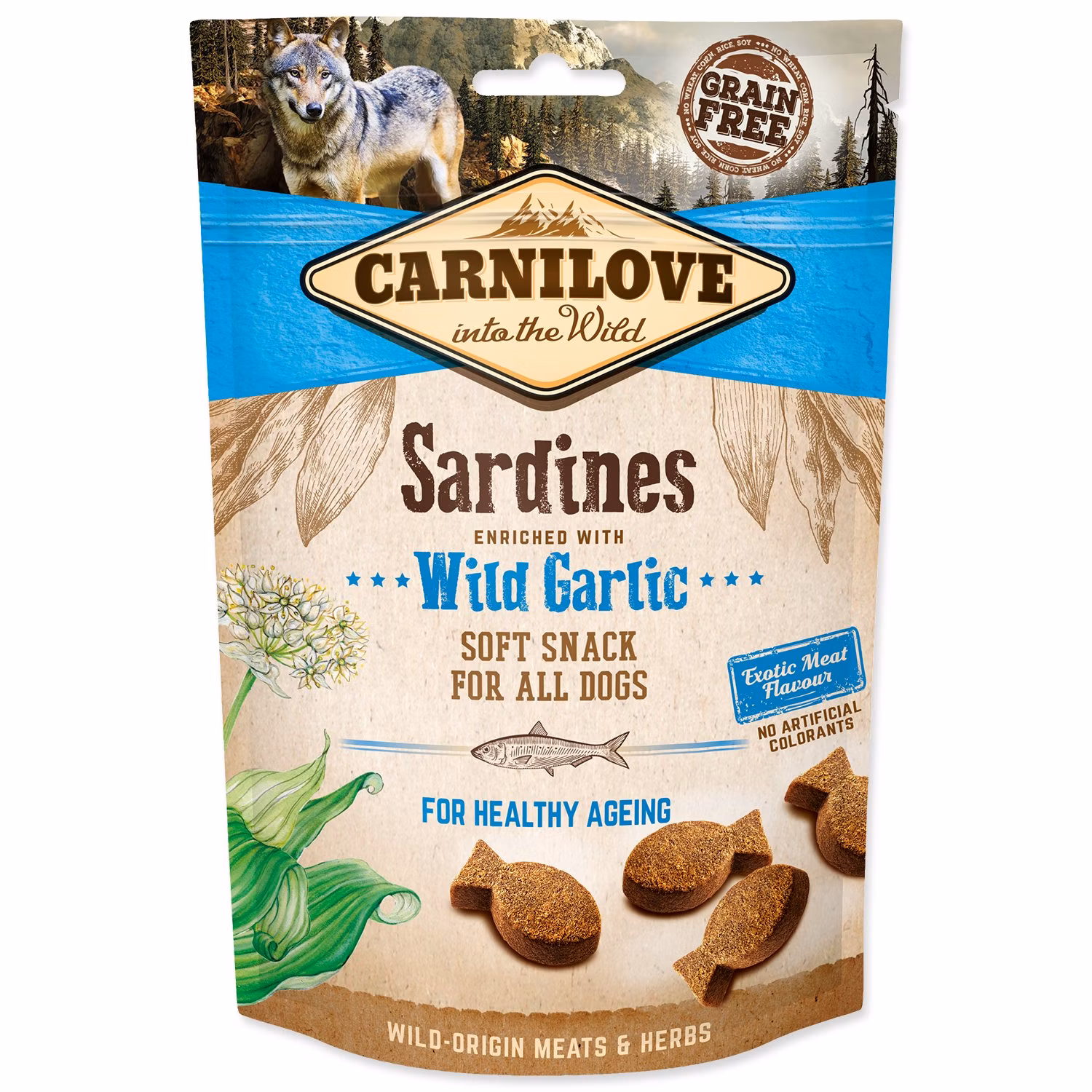 Pochúťka Carnilove Dog Soft Snack sardinky s medvedím cesnakom 200g