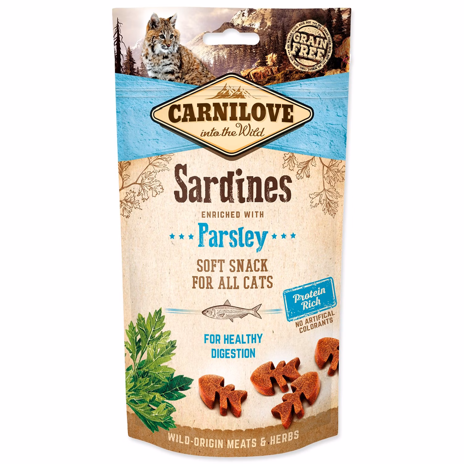 Pochúťka Carnilove Cat Soft Snack sardinky s petržlenom 50g