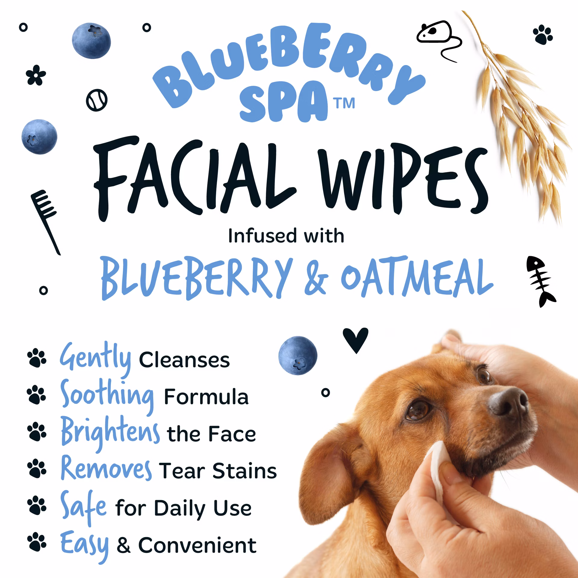 Bugalugs čistiace utierky na tvár a slzné škvrny pre psov Blueberry Spa