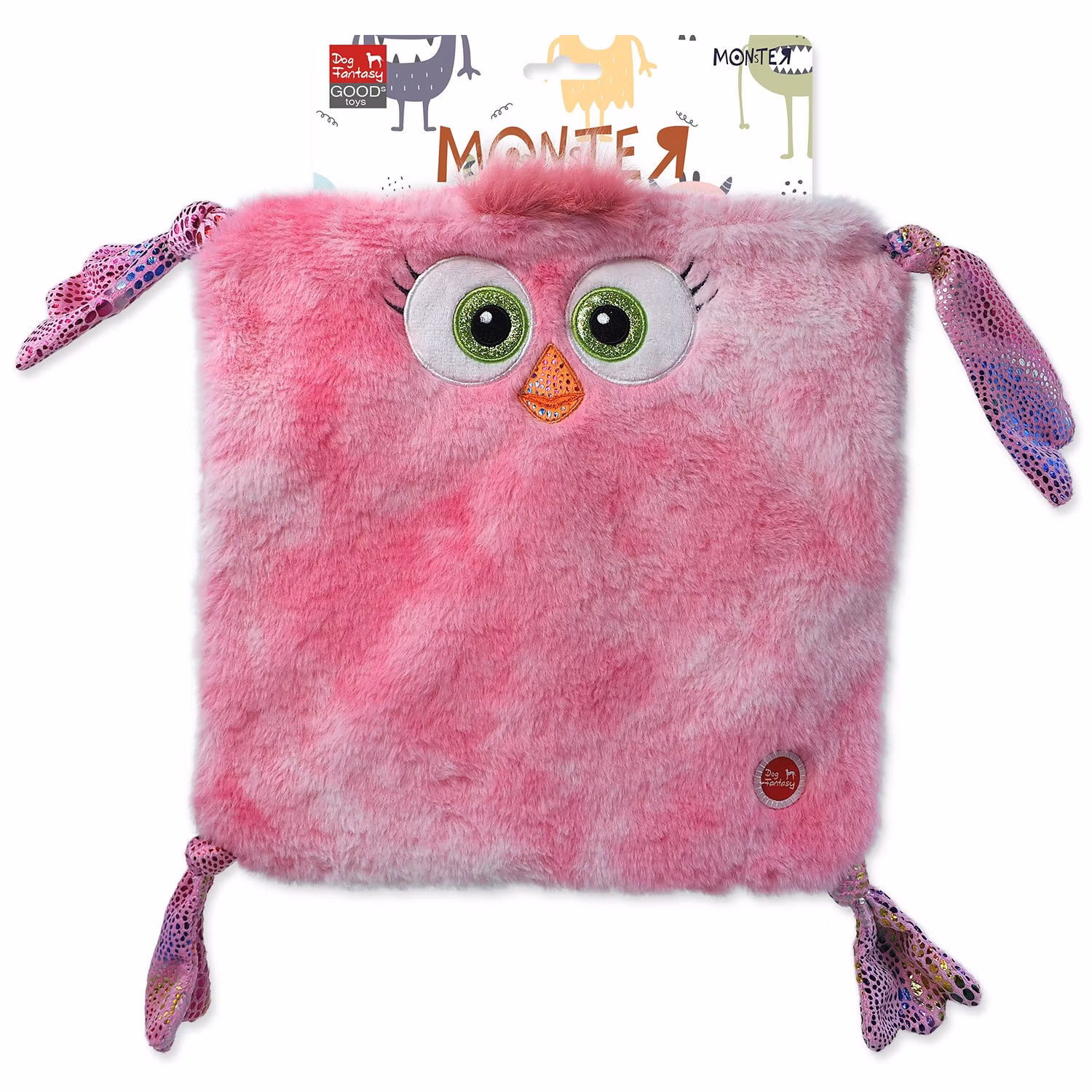 Hračka Dog Fantasy Monsters kura šuštiace štvorcové ružové 28cm