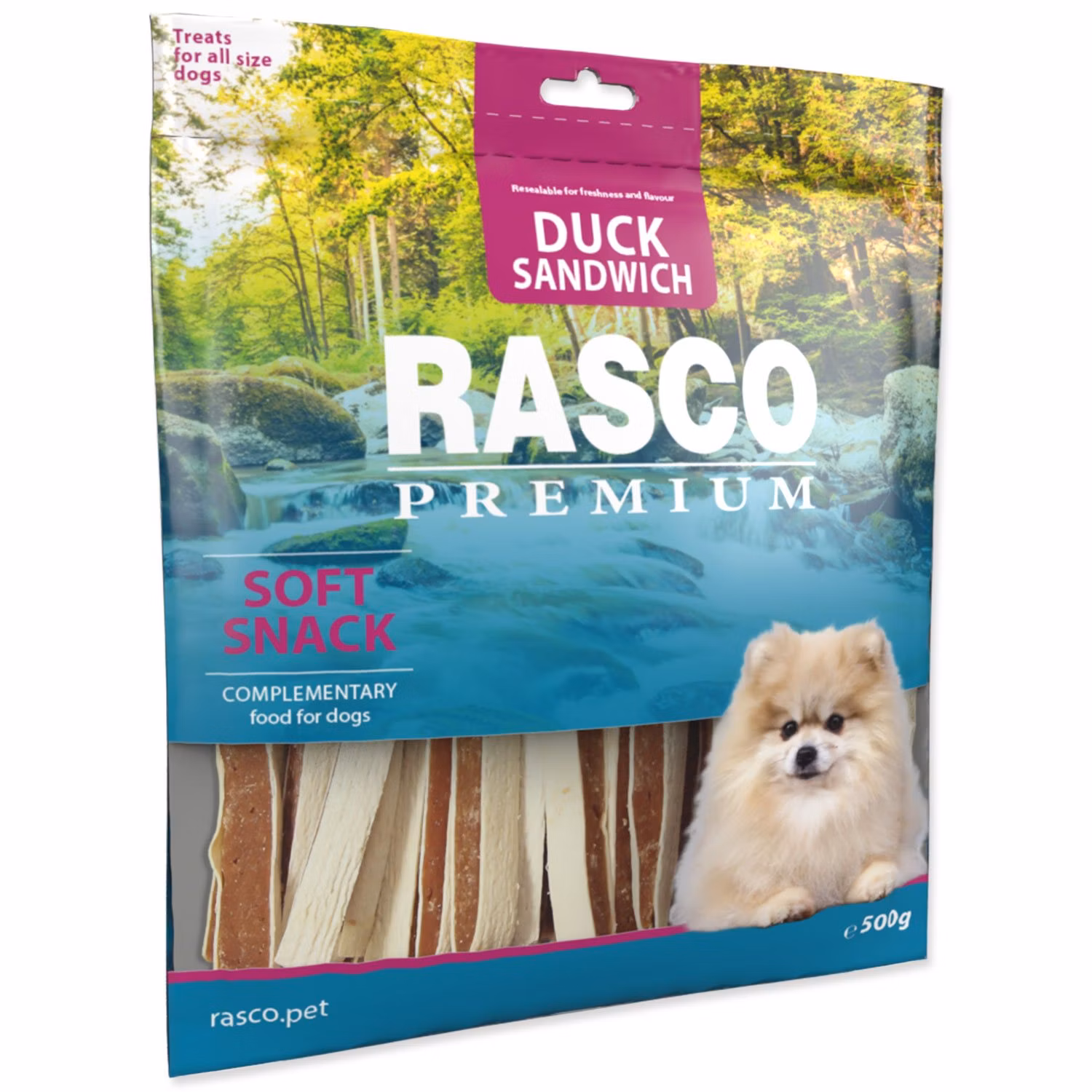 Pochúťka Rasco Premium kačka s treskou, sendvič 500g