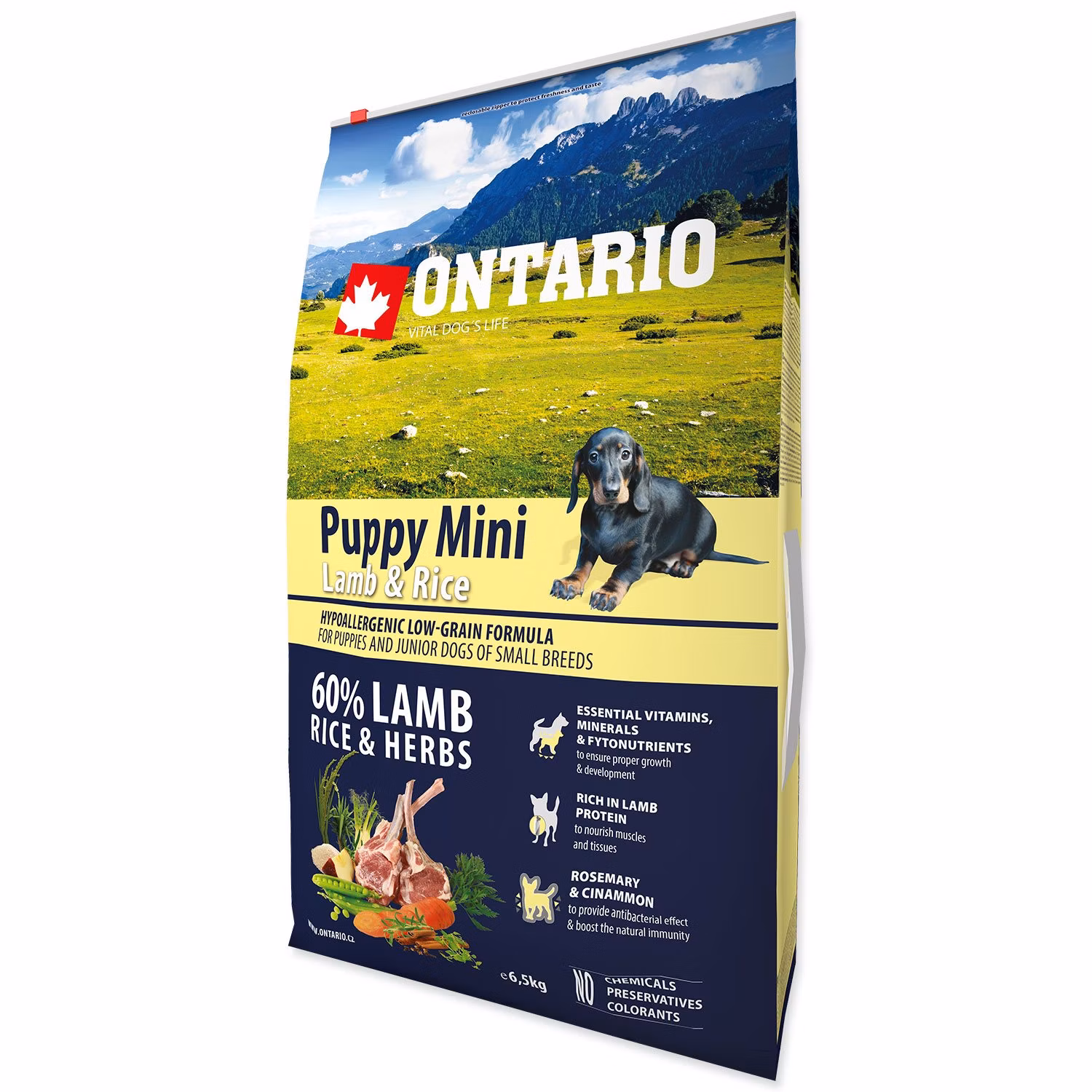 Krmivo Ontario Puppy Mini Lamb & Rice 6,5kg