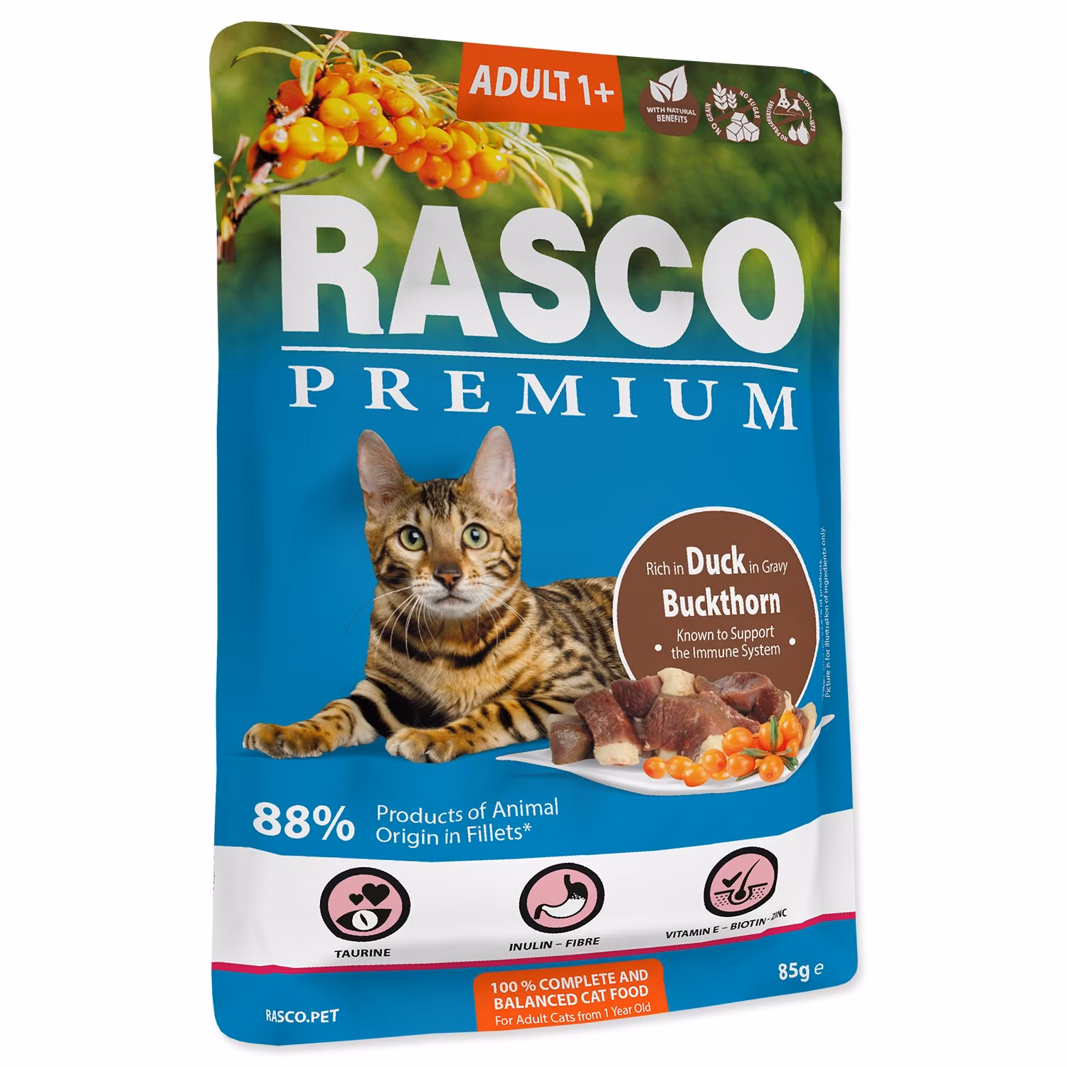 Kapsička Rasco Premium Adult kačka s rakytníkom 85g
