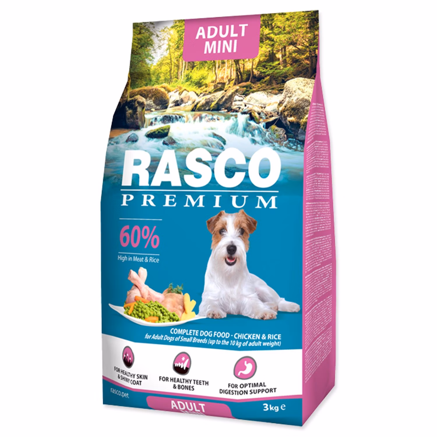 Krmivo Rasco Premium Adult Mini kura s ryžou 3kg
