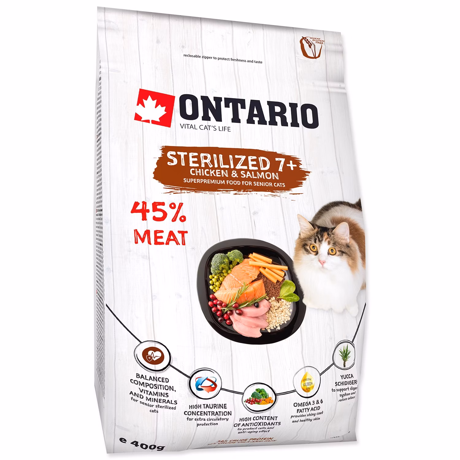 Krmivo Ontario Cat Sterilised 7+0,4kg
