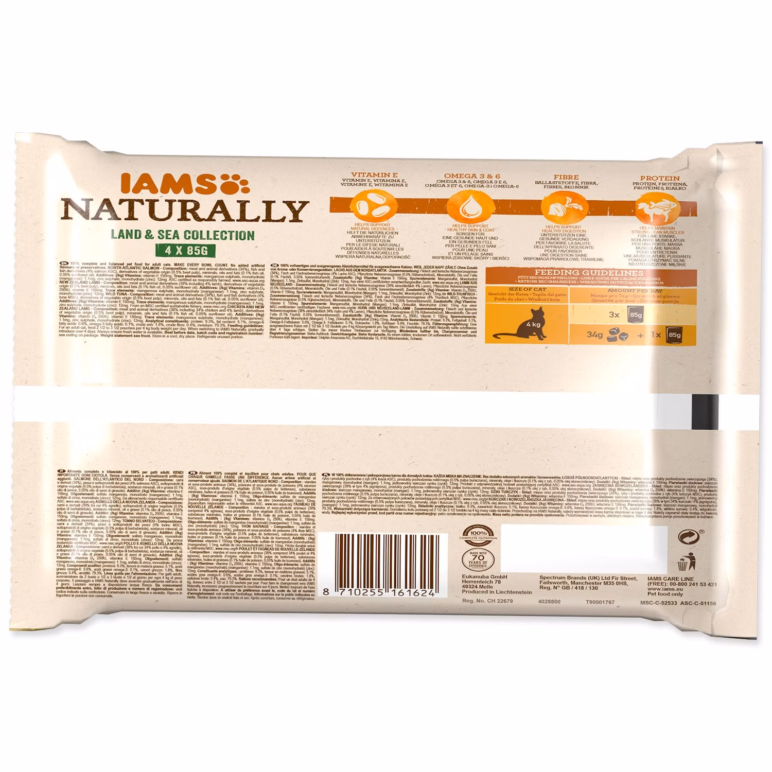 Kapsička IAMS Naturally Adult morské a suchozemské mäso v omáčke multipack 340g (4x85g)