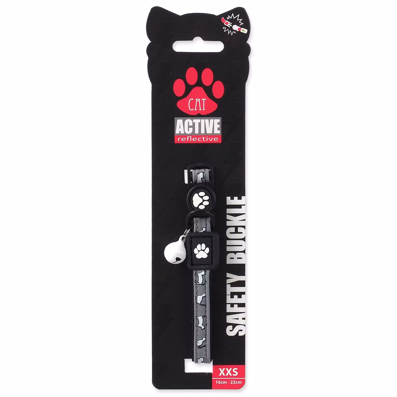Obojok Active Cat Reflective XXS čierny 1x16-22cm