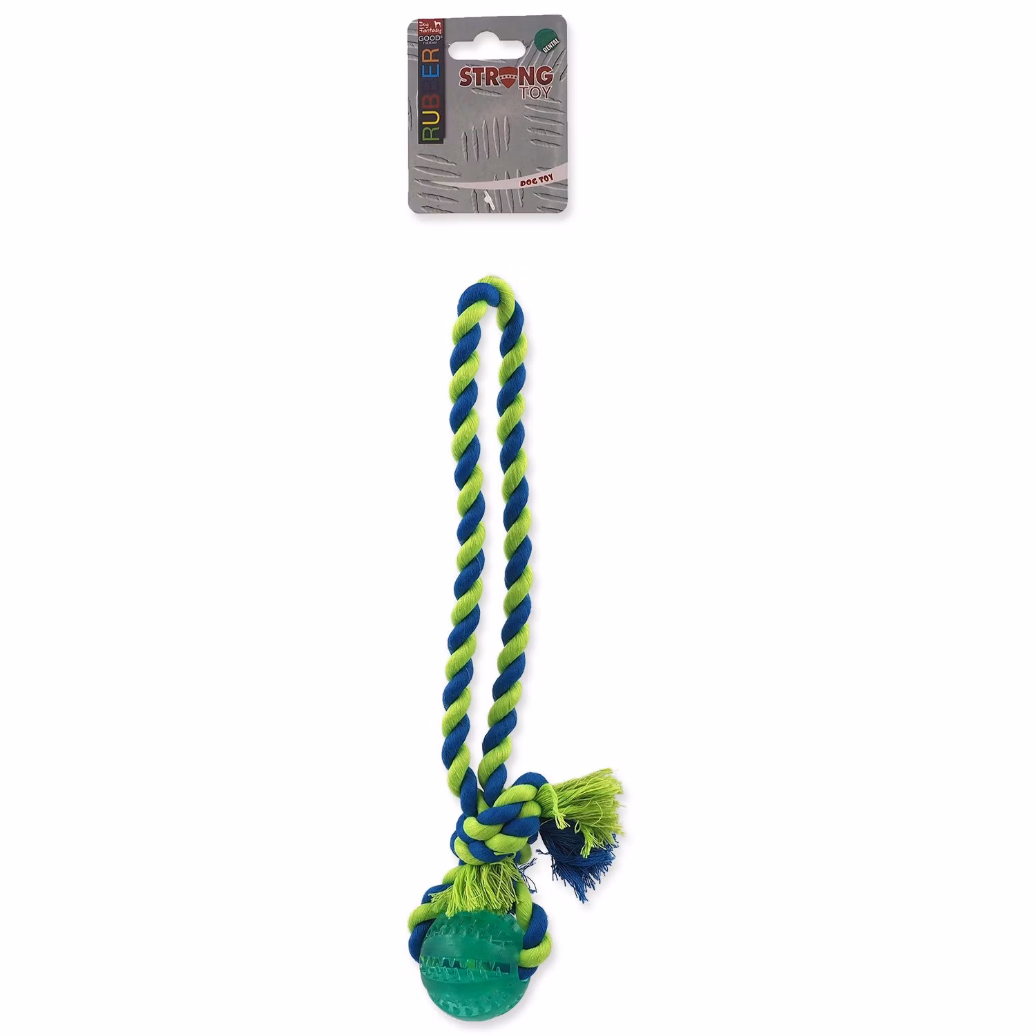 Hračka Dog Fantasy DENTAL MINT lopta hádzacia s povrazom zelená 5x30cm