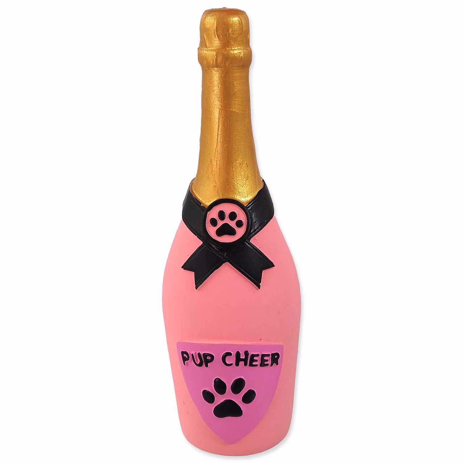 Hračka Dog Fantasy Latex fľaša sekt so zvukom ružová 16,5cm
