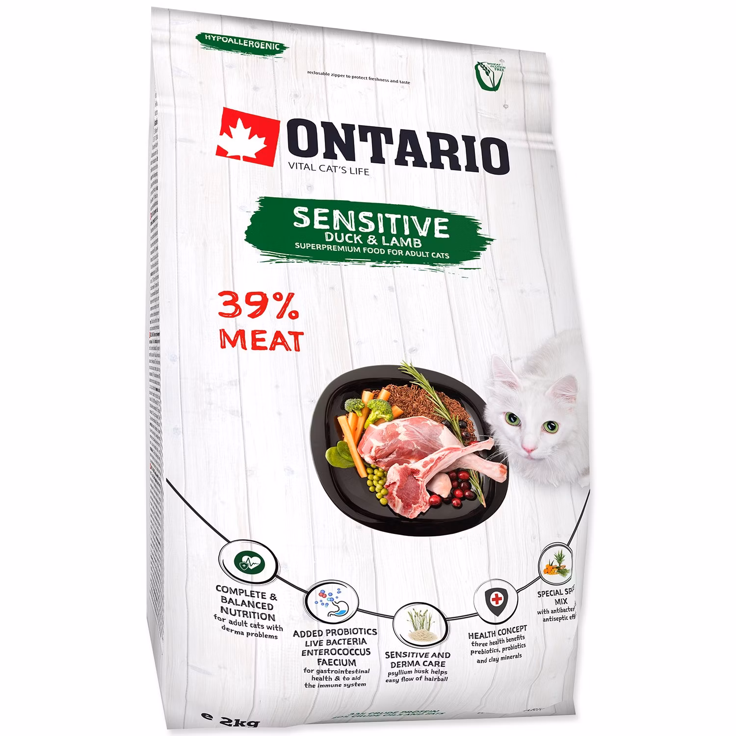 Krmivo Ontario Cat sensitive/Derma 2kg