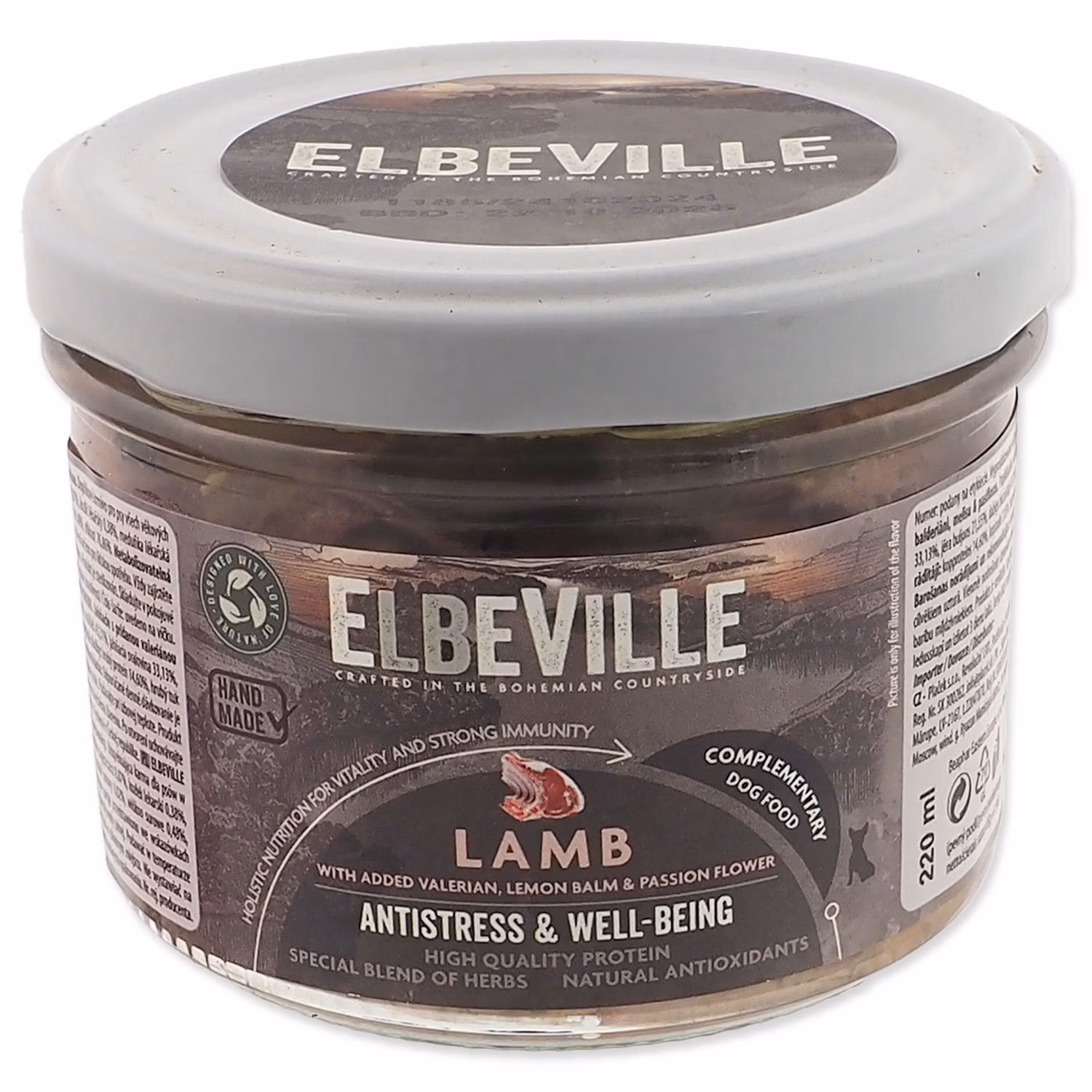 Pohár sklenený Elbeville Dog Tranquility & Well-being, jahňacie s valeriánou lekárskou 220ml