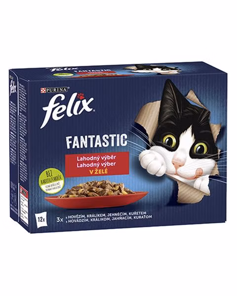 Nestlé FELIX Fantastic cat Multipack mäsový výber želé kapsička 12x85 g