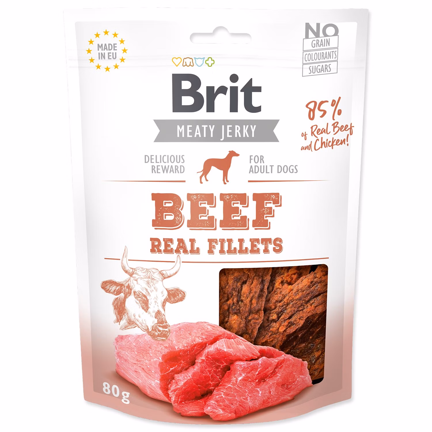 Pochúťka Brit Jerky hovädzie plátky 80g