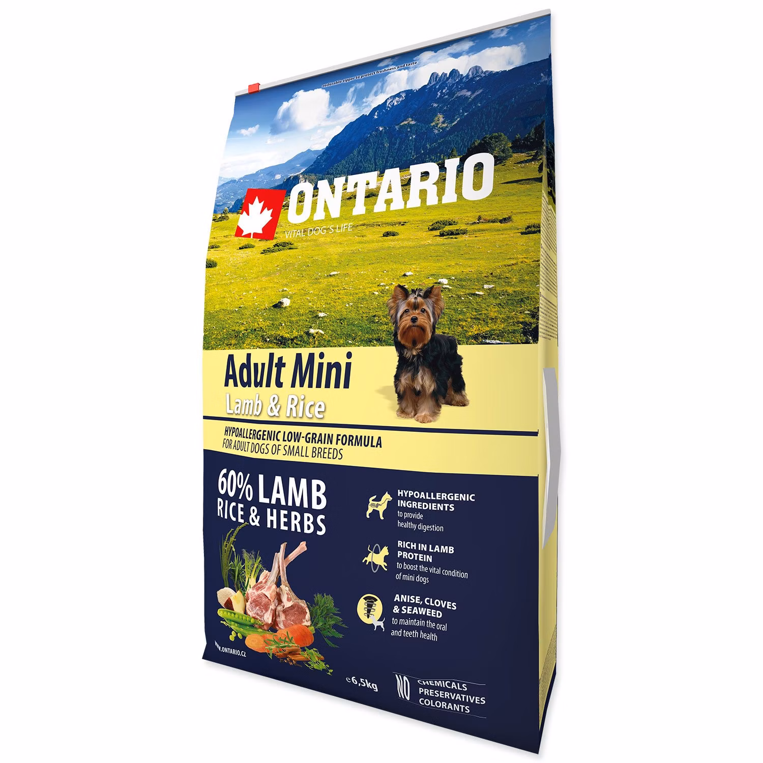 Krmivo Ontario Adult Mini Lamb & Rice 6,5kg