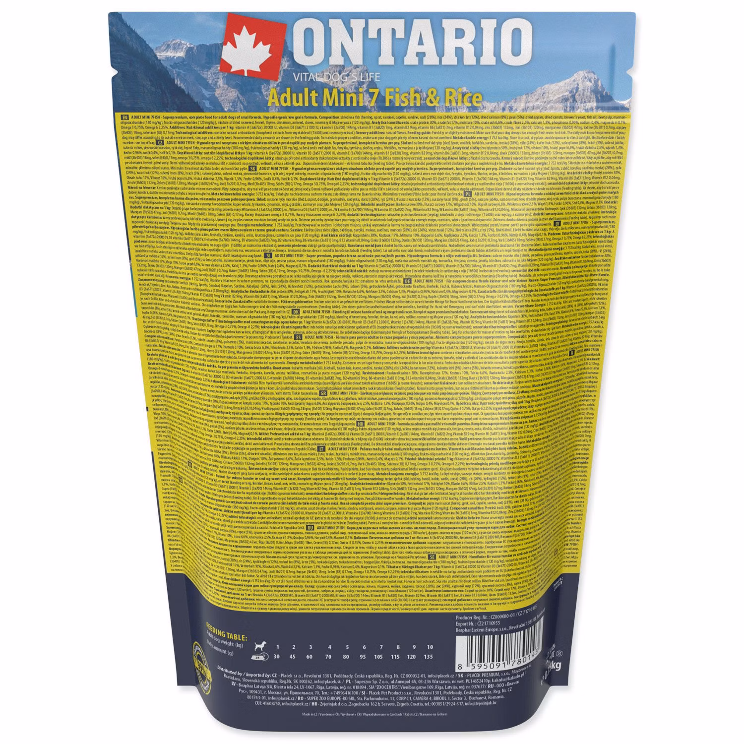 Krmivo Ontario Adult Mini Fish & Rice 0,75kg
