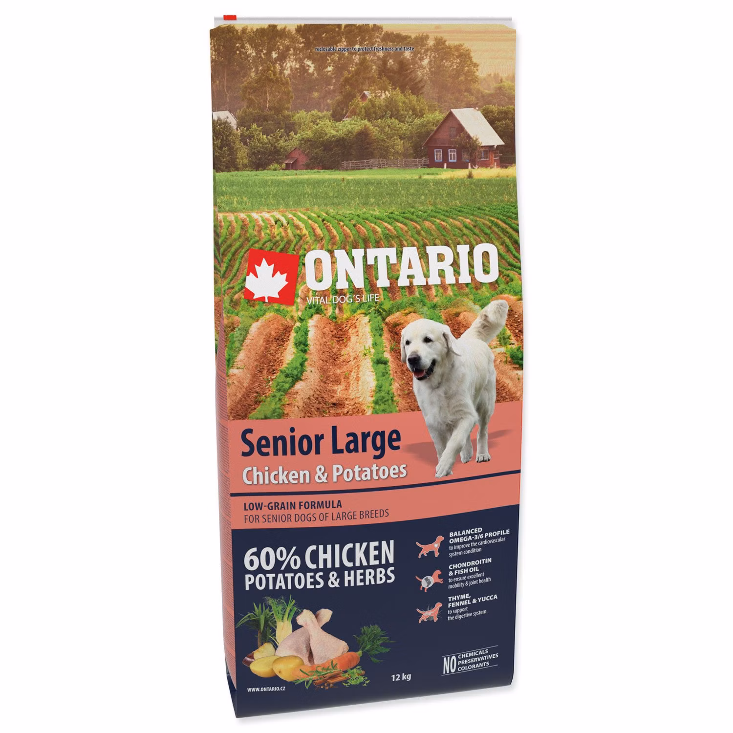Krmivo Ontario Senior Large Chicken & Potatoes 12kg