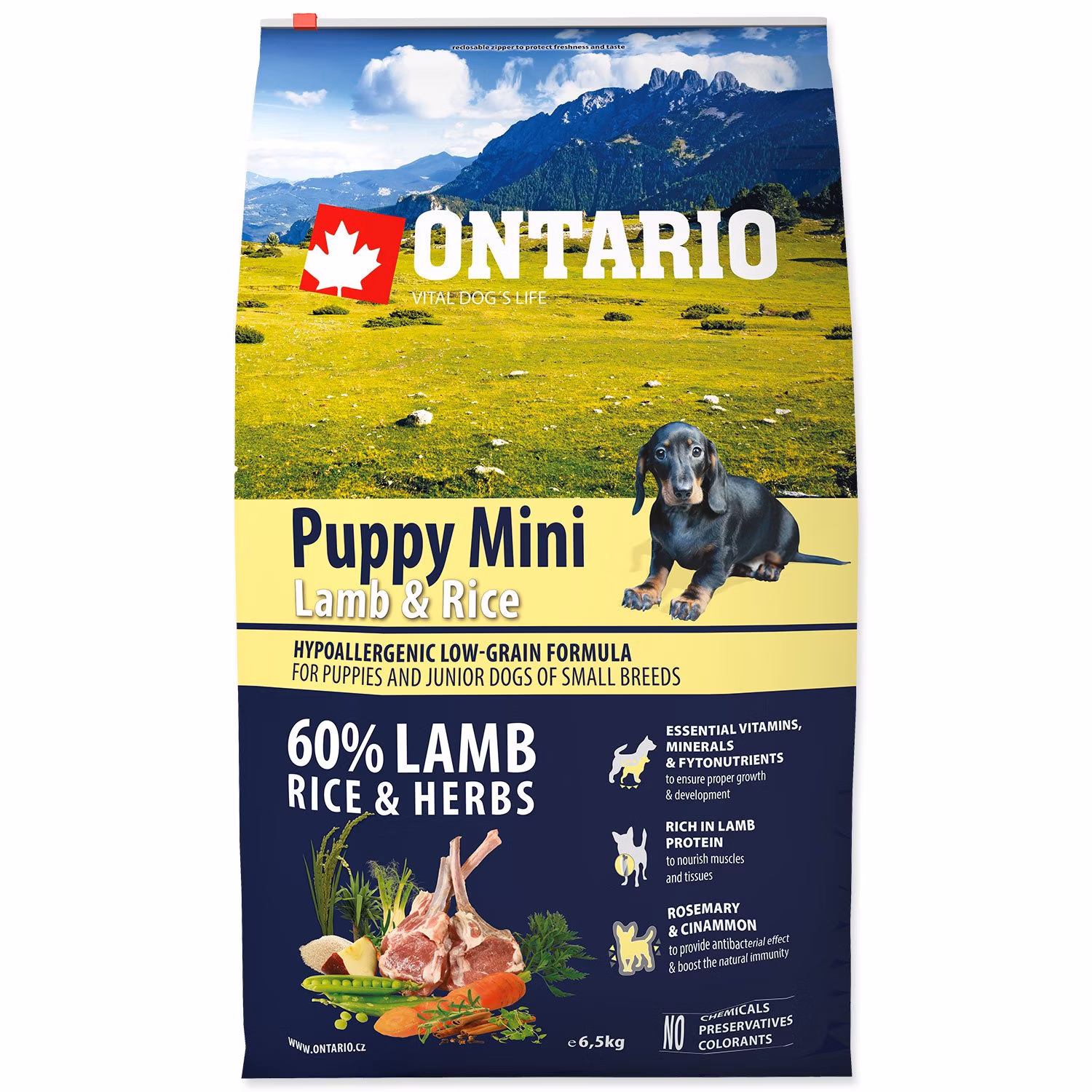 Krmivo Ontario Puppy Mini Lamb & Rice 6,5kg